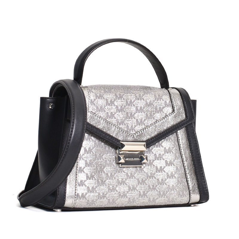 [AS-IS] Michael Kors Whitney Medium Top Handle Satchel Signature Silver ...