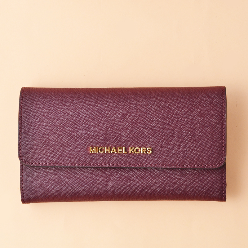 Michael Kors Jet Set Travel Large Trifold Merlot - Averand