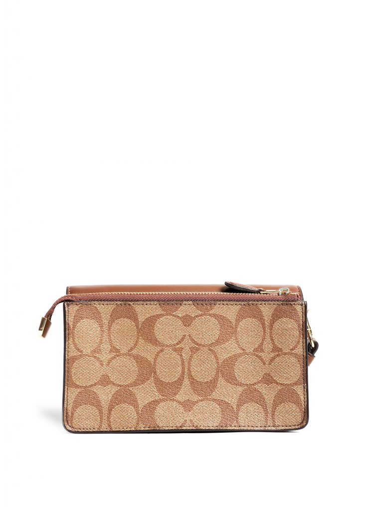 Coach Foldover Wristlet Signature Khaki Saddle 2 Averand