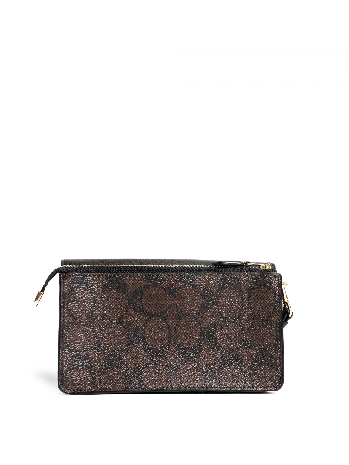 Coach Foldover Wristlet Signature Brown Black Averand