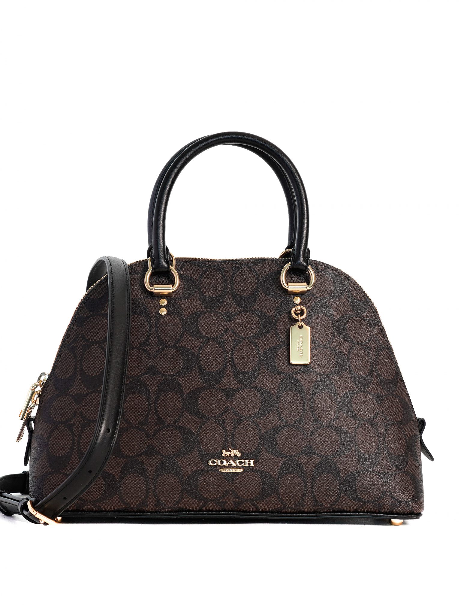 Coach Katy Satchel Signature Brown Black Averand
