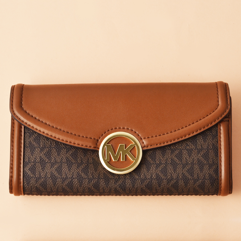 Michael Kors Fulton Large Flap Continental Wallet Signature Brown - Averand