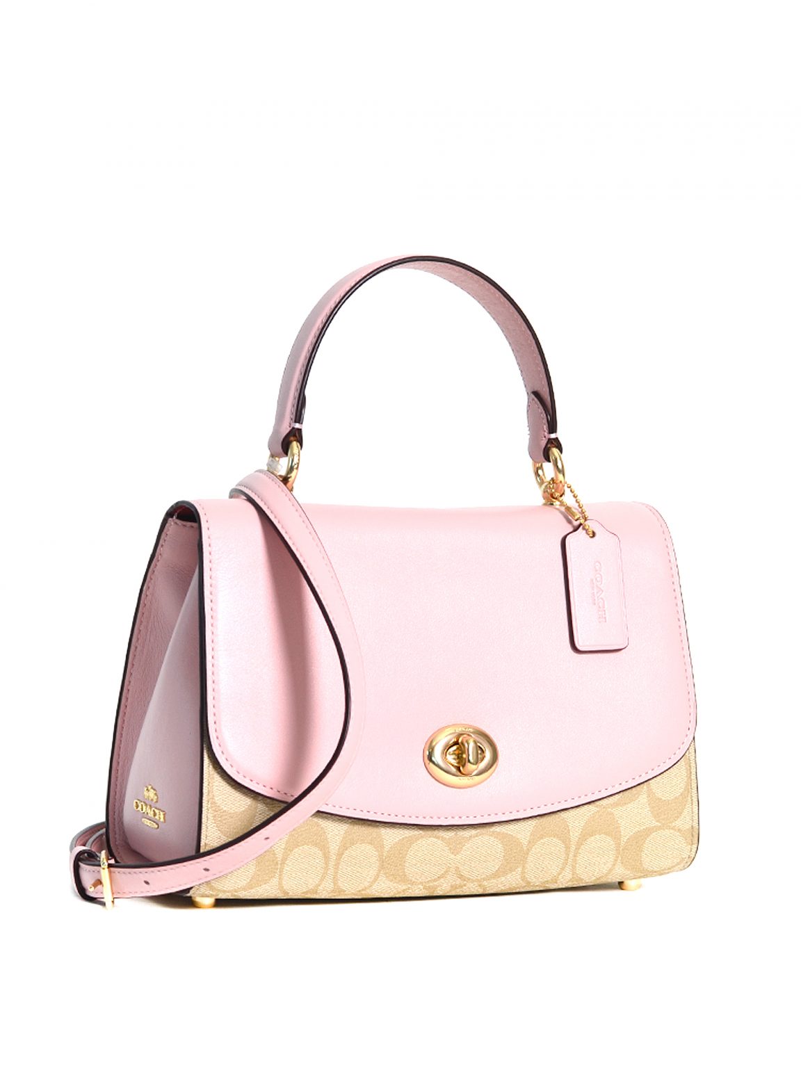 Coach Tilly Top Handle Satchel Signature Light Khaki Blossom Averand