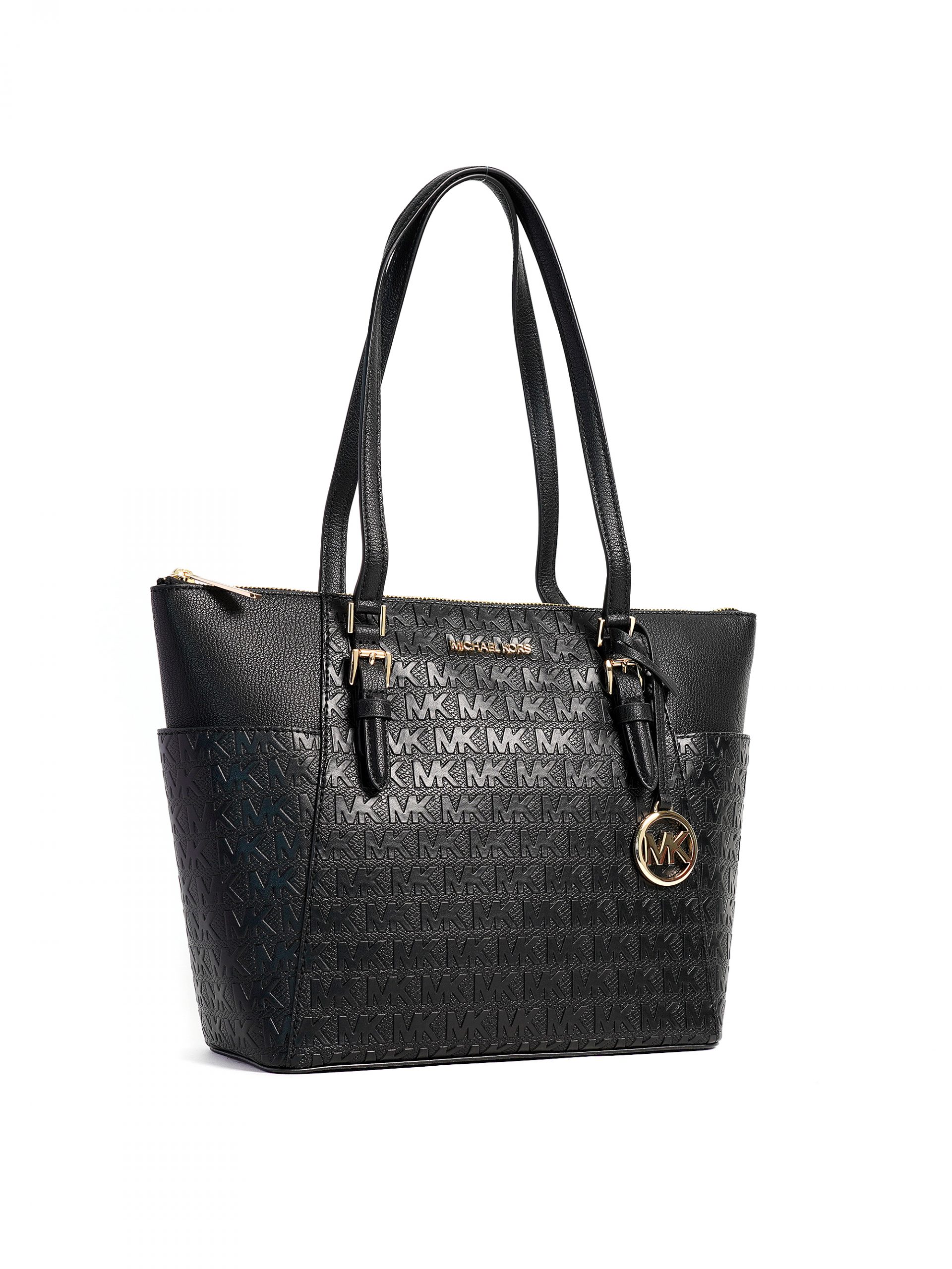 Michael Kors Charlotte Large Top Zip Tote Embossed Black - Averand