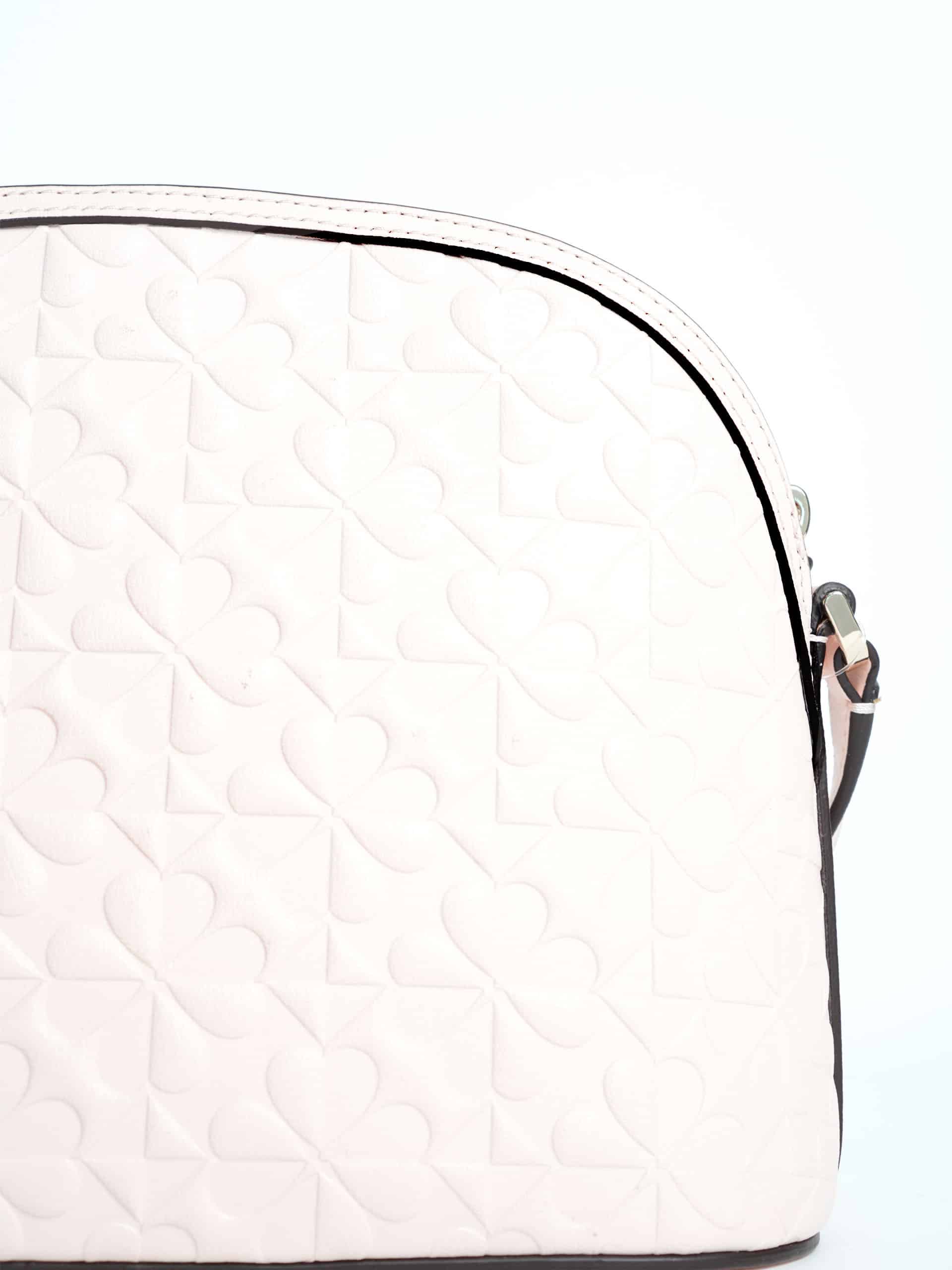 AS IS Kate Spade Hollie Spade Clover Geo Embossed X Large Dome Crossbody Peachpuff Averand