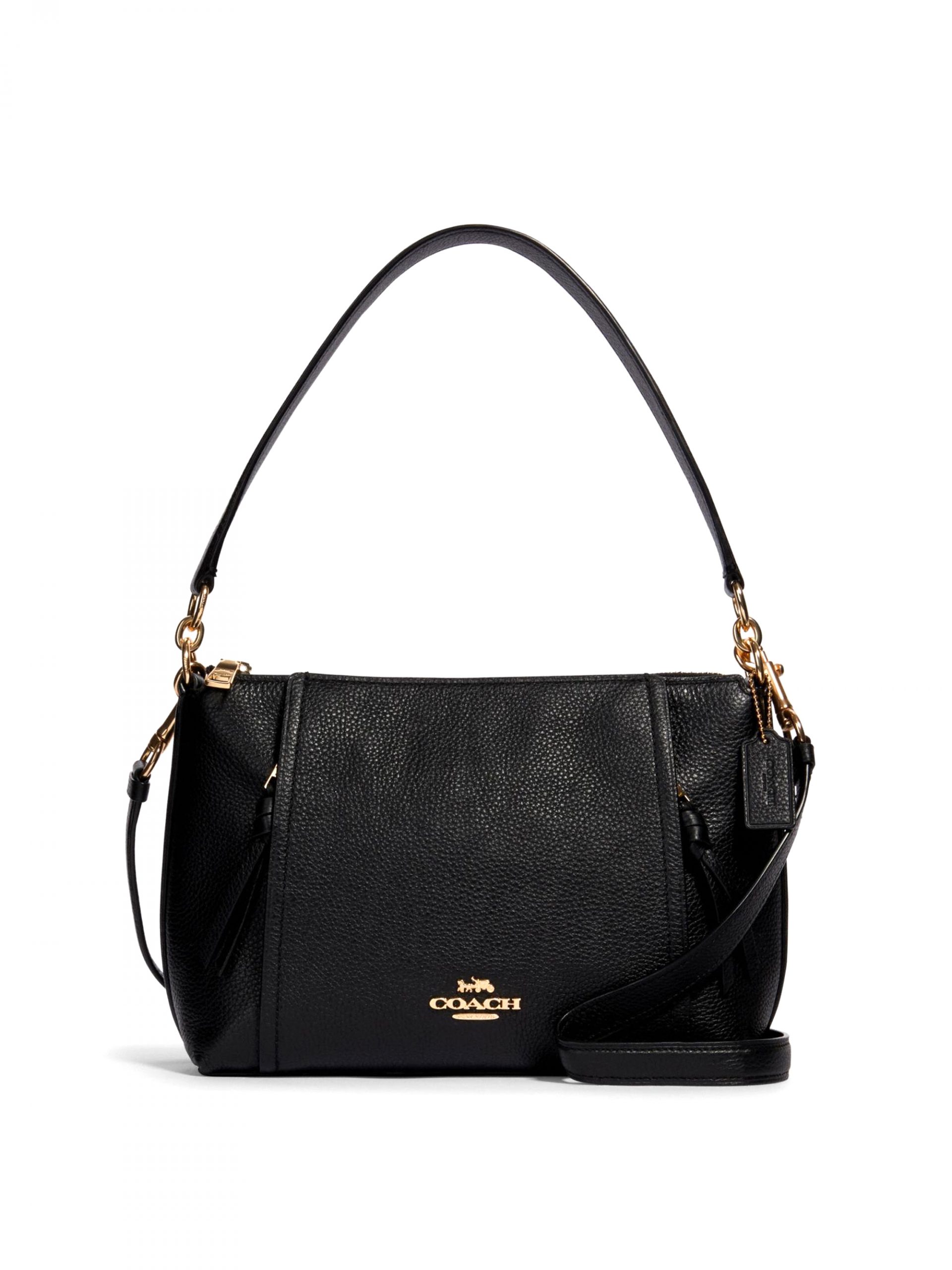 Coach 1597 Small Marlon Shoulder Bag in Black Refined Pebble