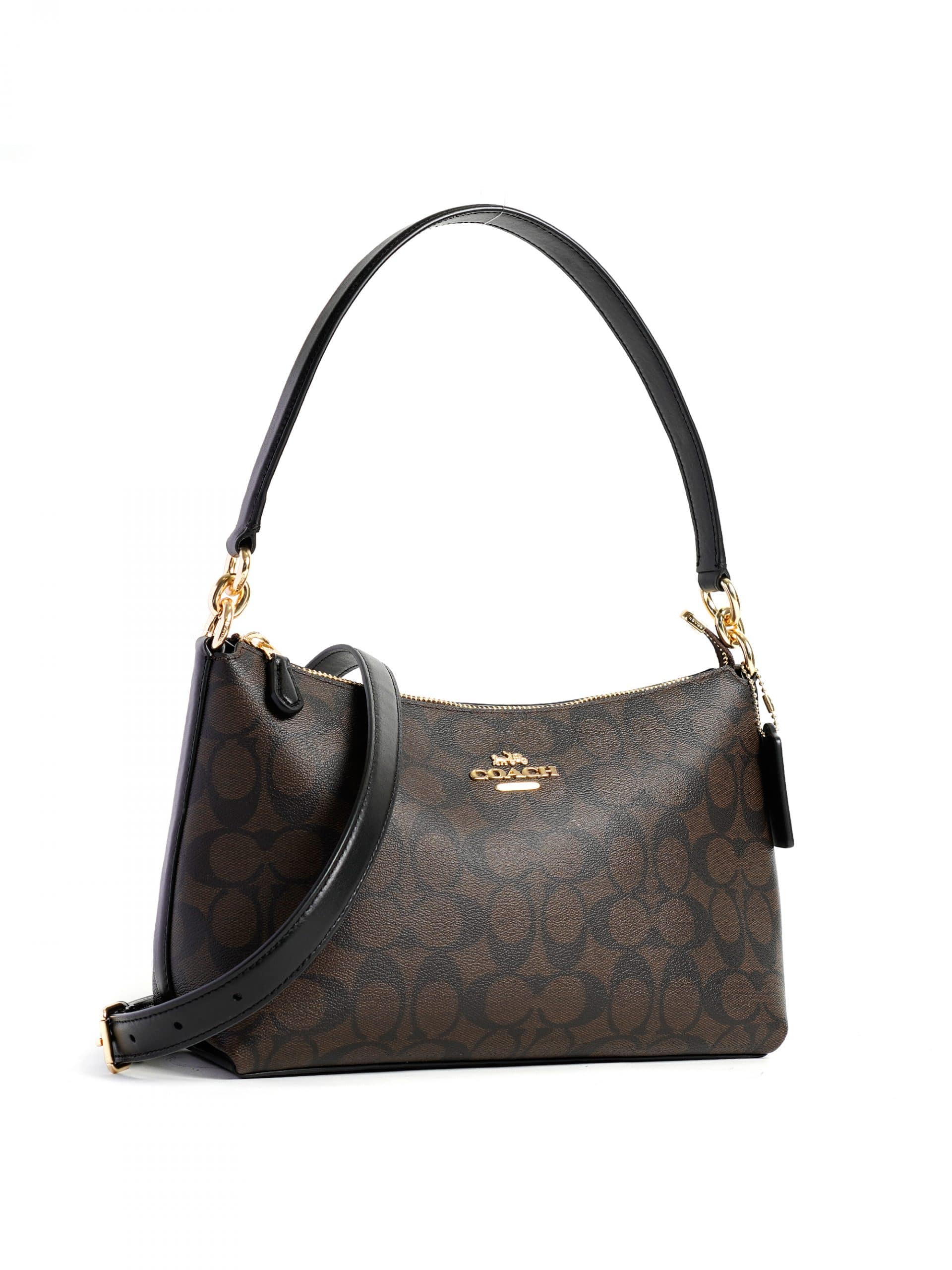 Coach Lewis Shoulder Bag Signature Brown Black - Averand