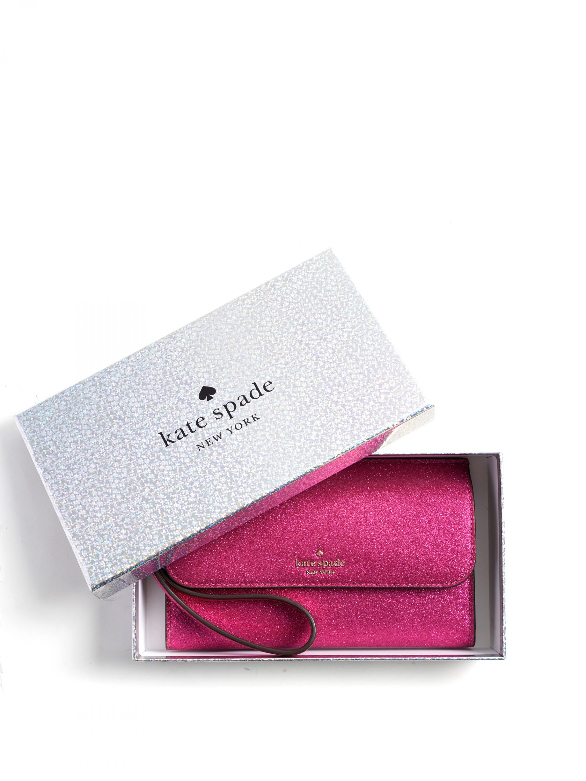 Kate Spade Lola Glitter Boxed Medium Phone Wristlet Convertible Pink