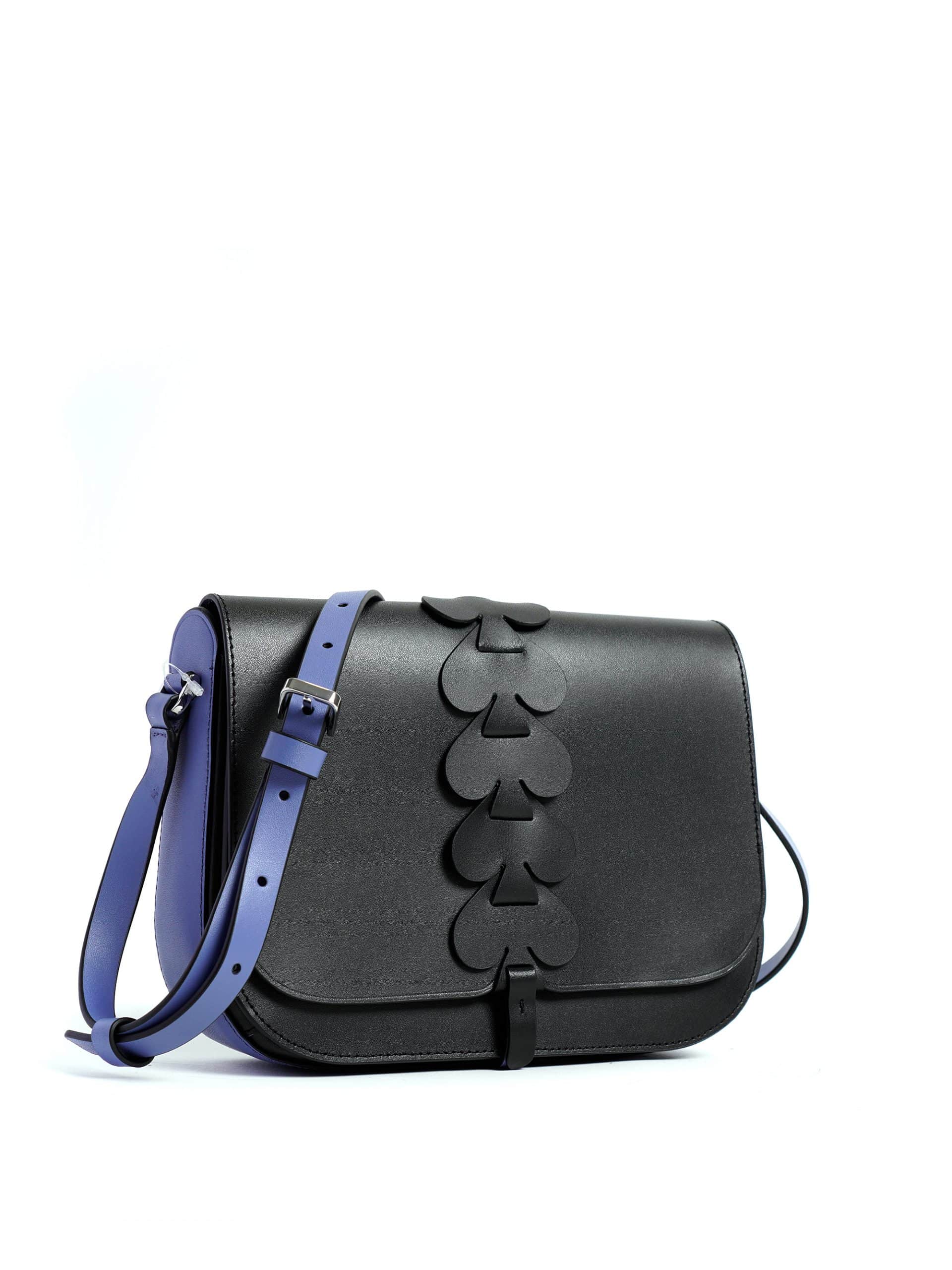 Kate Spade Nadine Woven Spade Medium Flap Shoulder Bag Black Averand