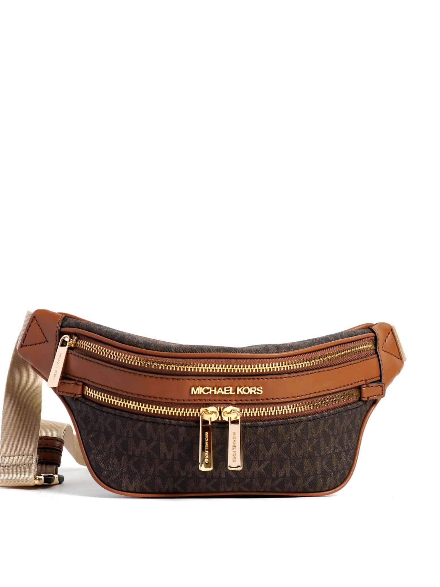 Michael Kors Kenly Small Waist Pack Crossbody Signature Brown - Averand