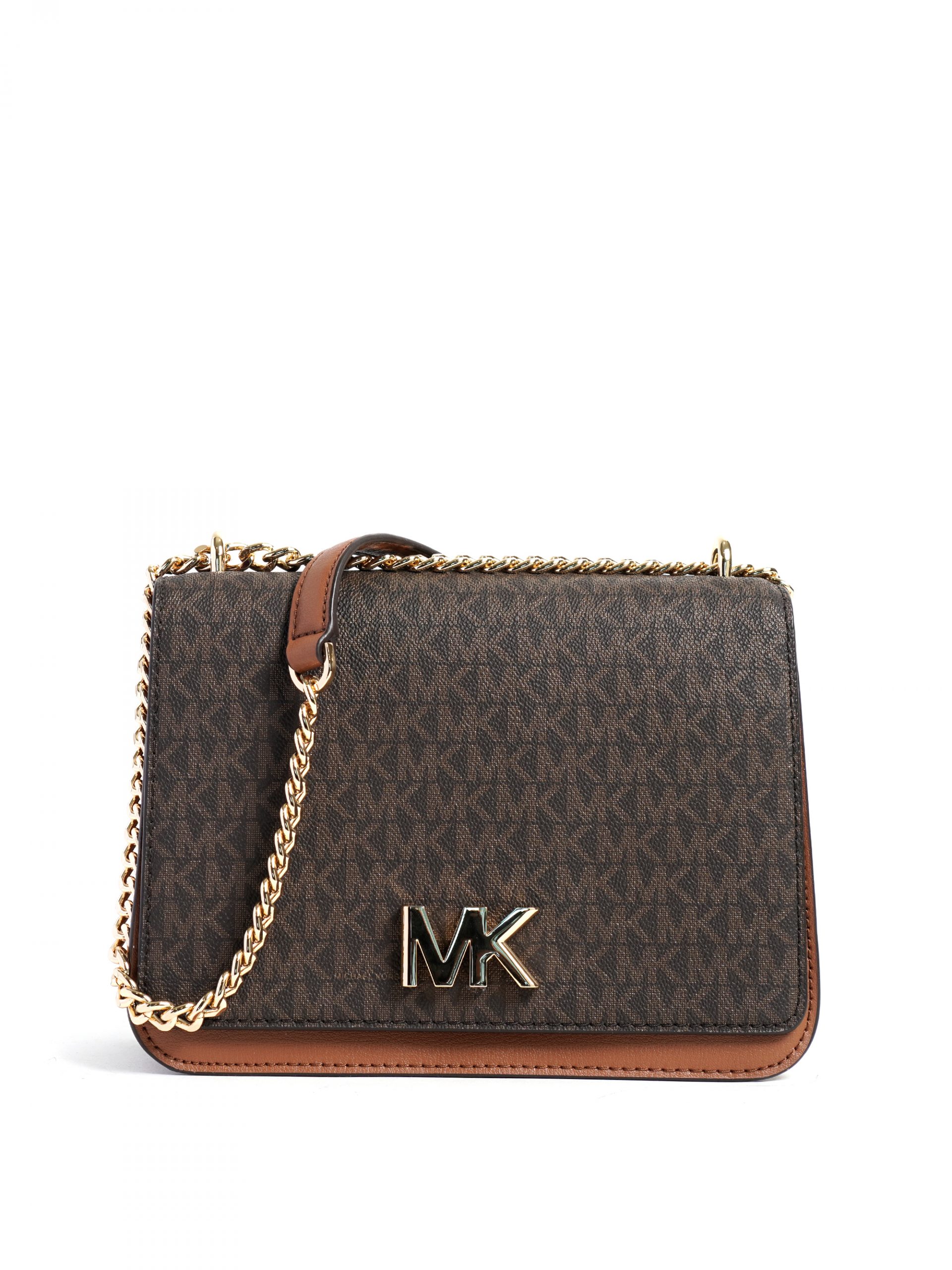 Michael Kors Mott Large Chain Shoulder Signature Brown - Averand