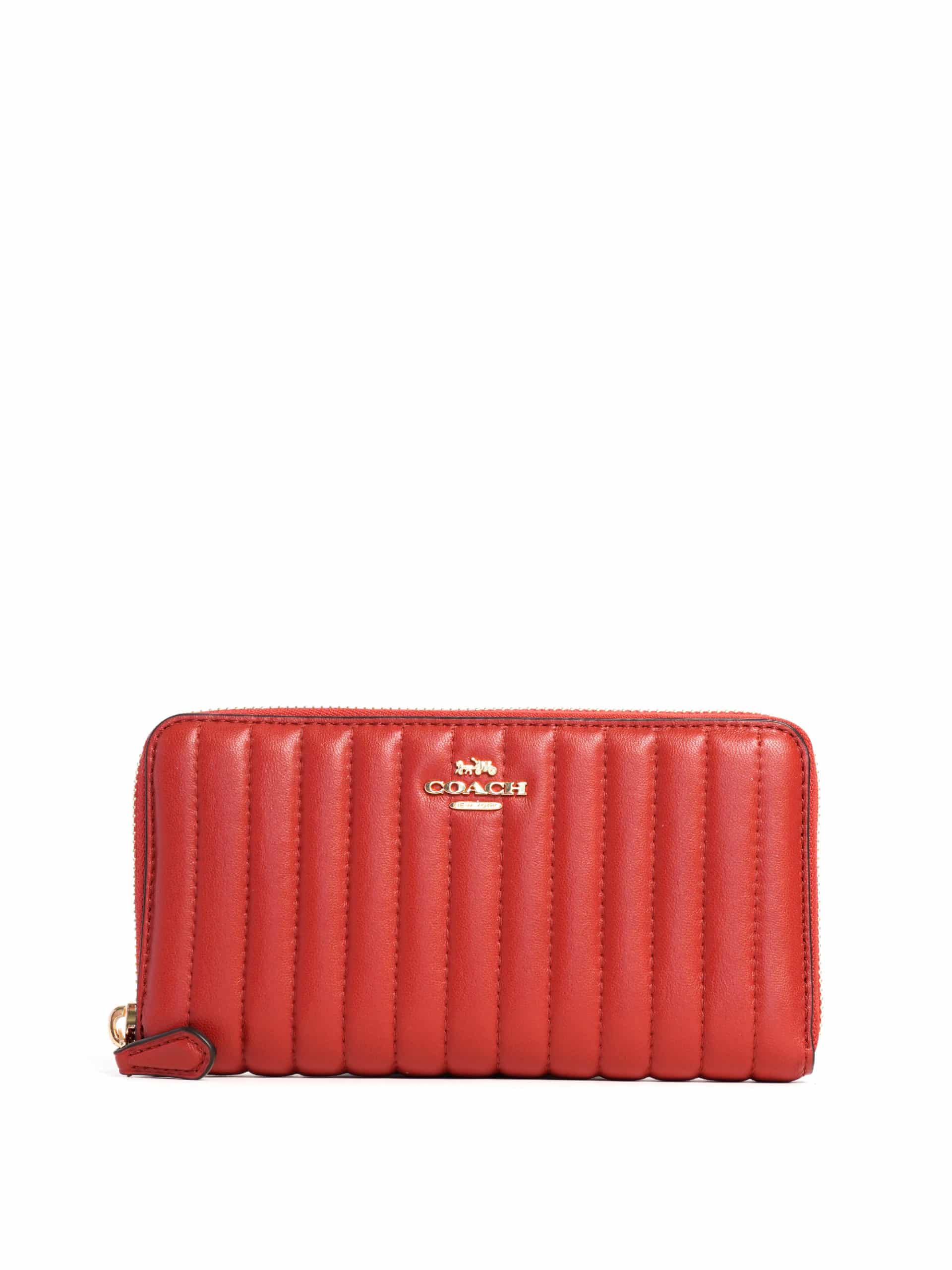 Coach 2855 Accordion Zip Wallet with Linear Quilting - Chalk