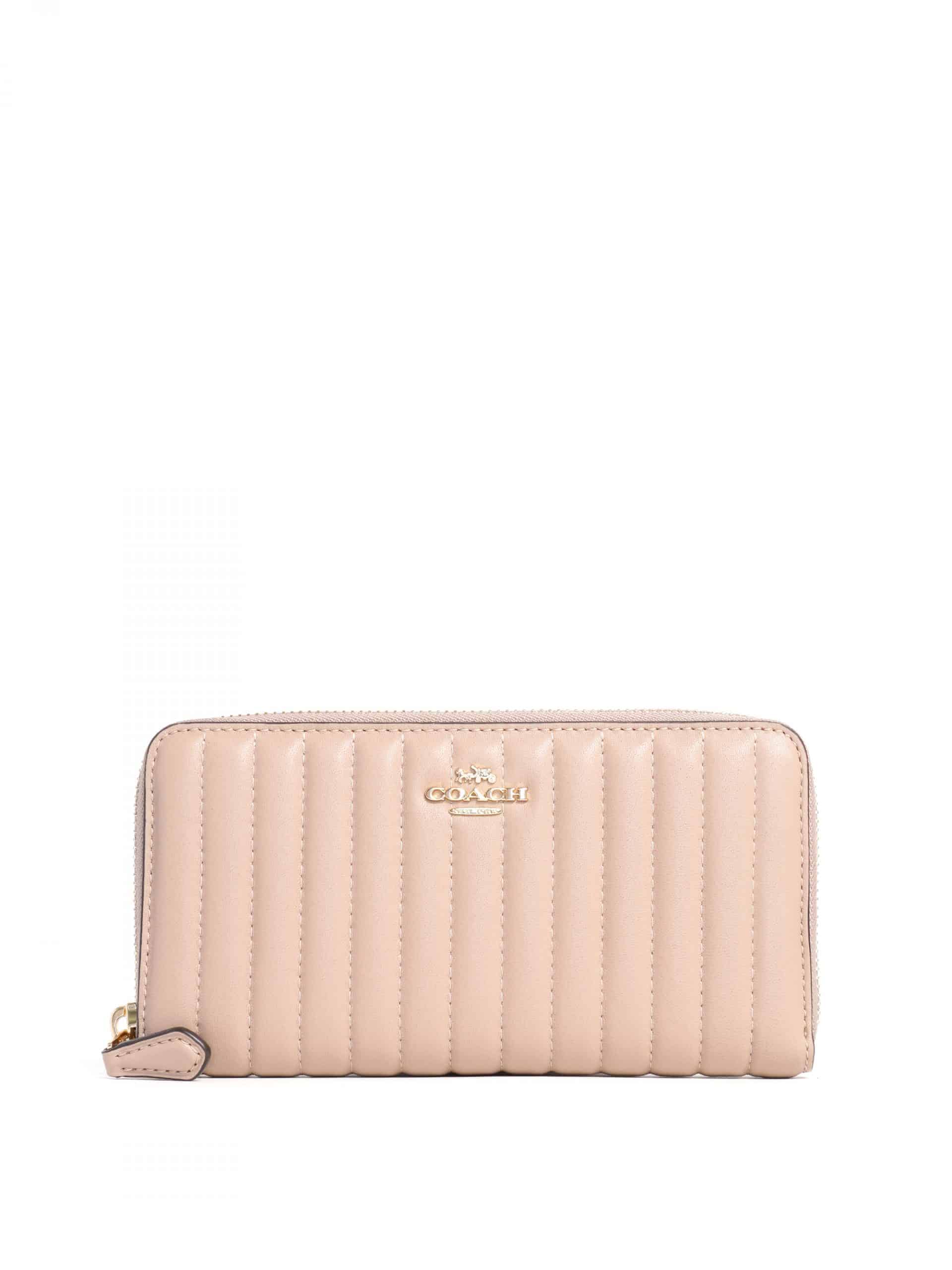 Coach 2855 Accordion Zip Wallet with Linear Quilting - Chalk