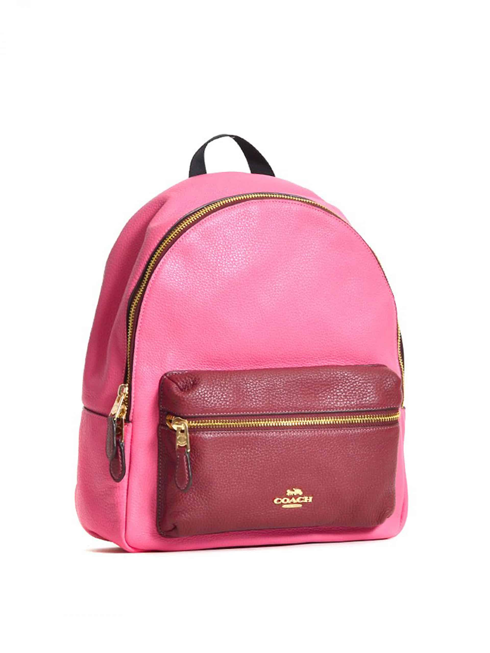 Coach Medium Charlie Backpack Colorblock Pink Ruby Multi Averand