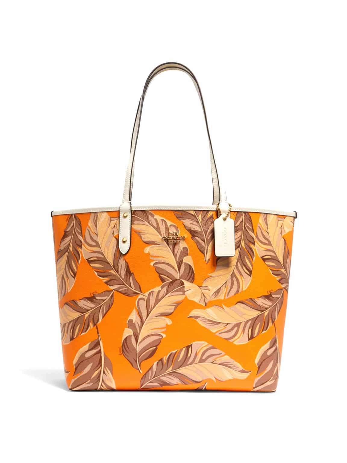 Coach Reversible City Tote Banana Leaves Print Chalk Multi Averand
