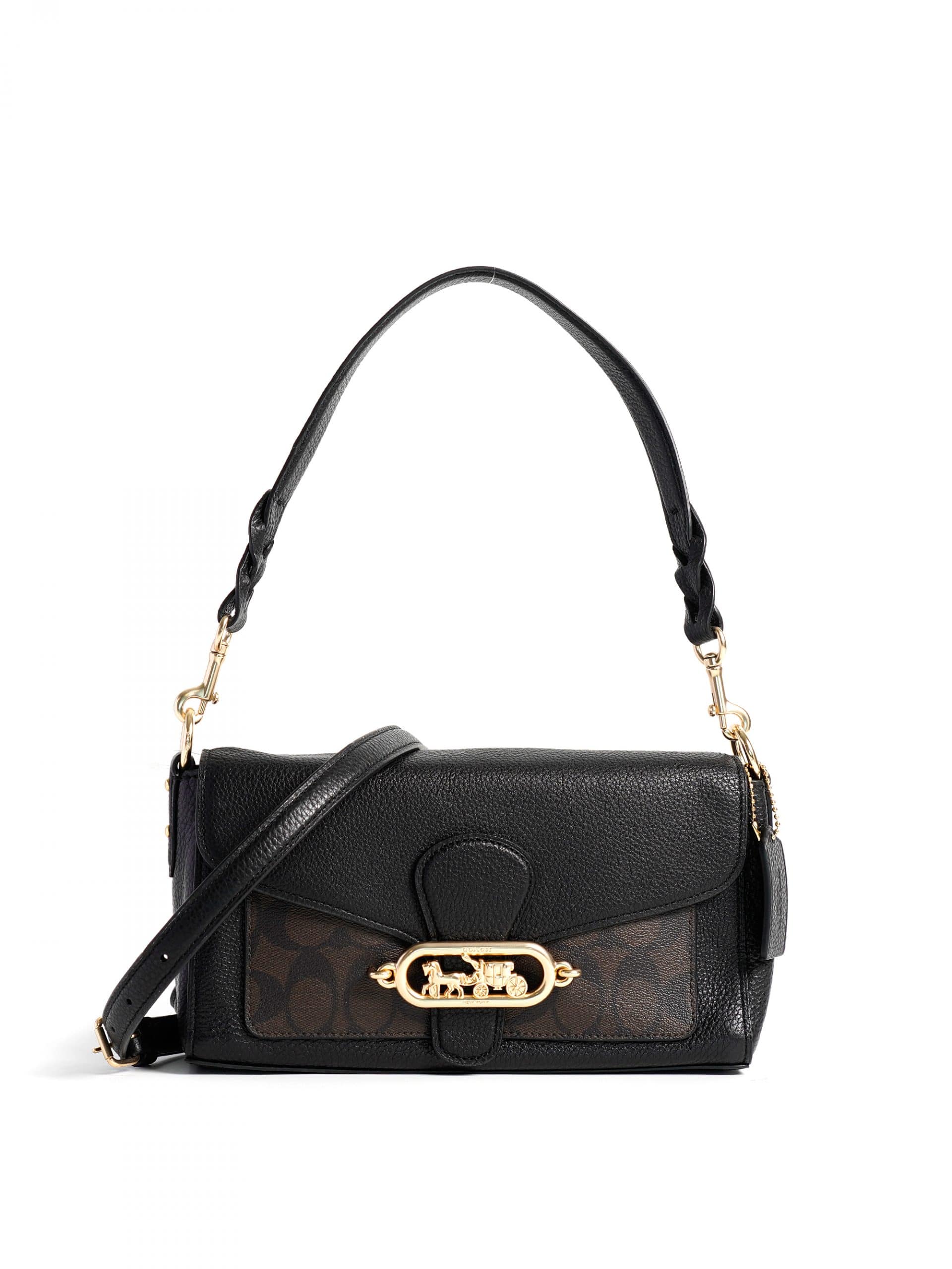 Coach Small Jade Shoulder Bag Signature Brown Black - Averand