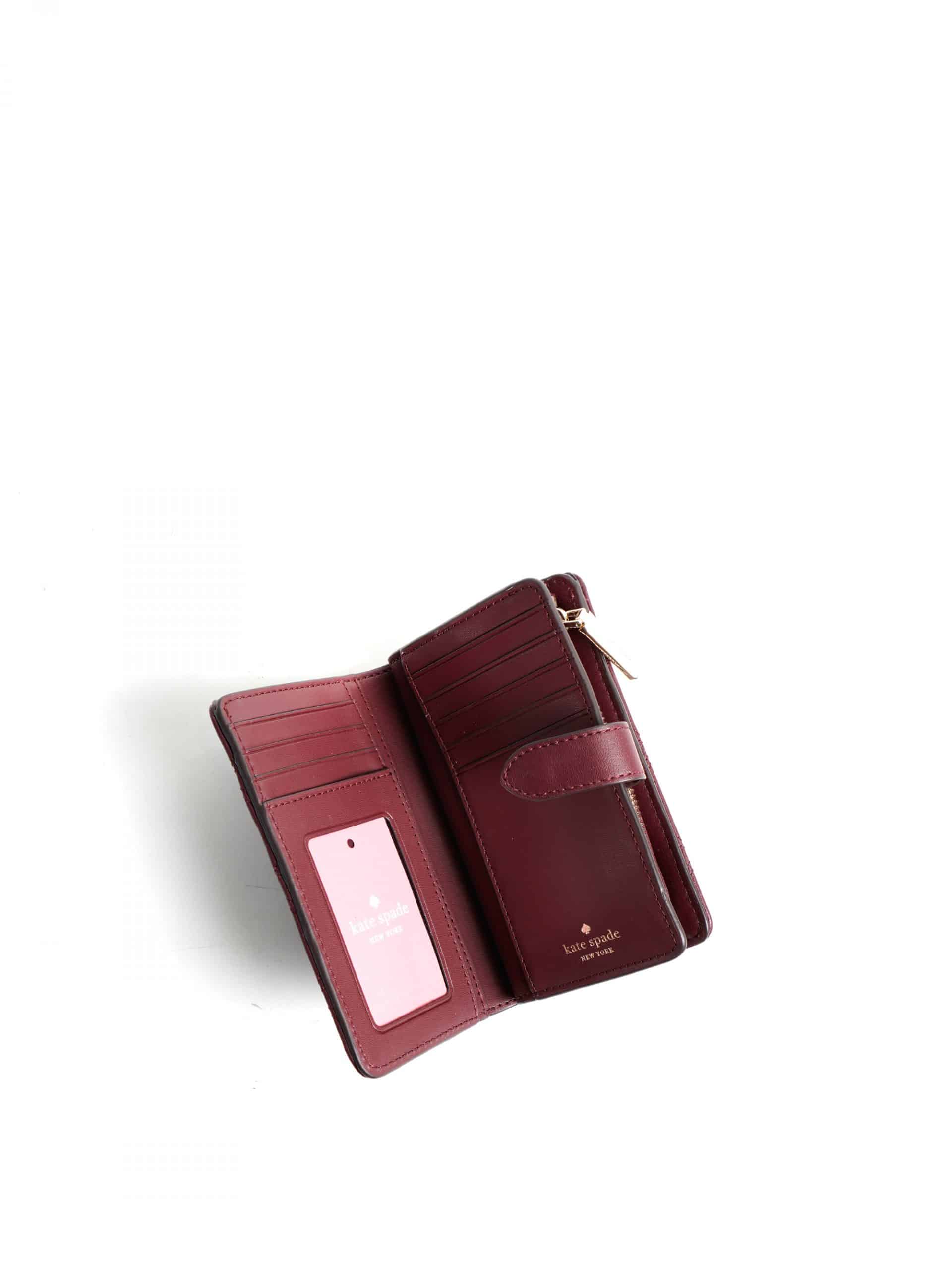 Kate Spade Staci compact bifold wallet cherrywood 