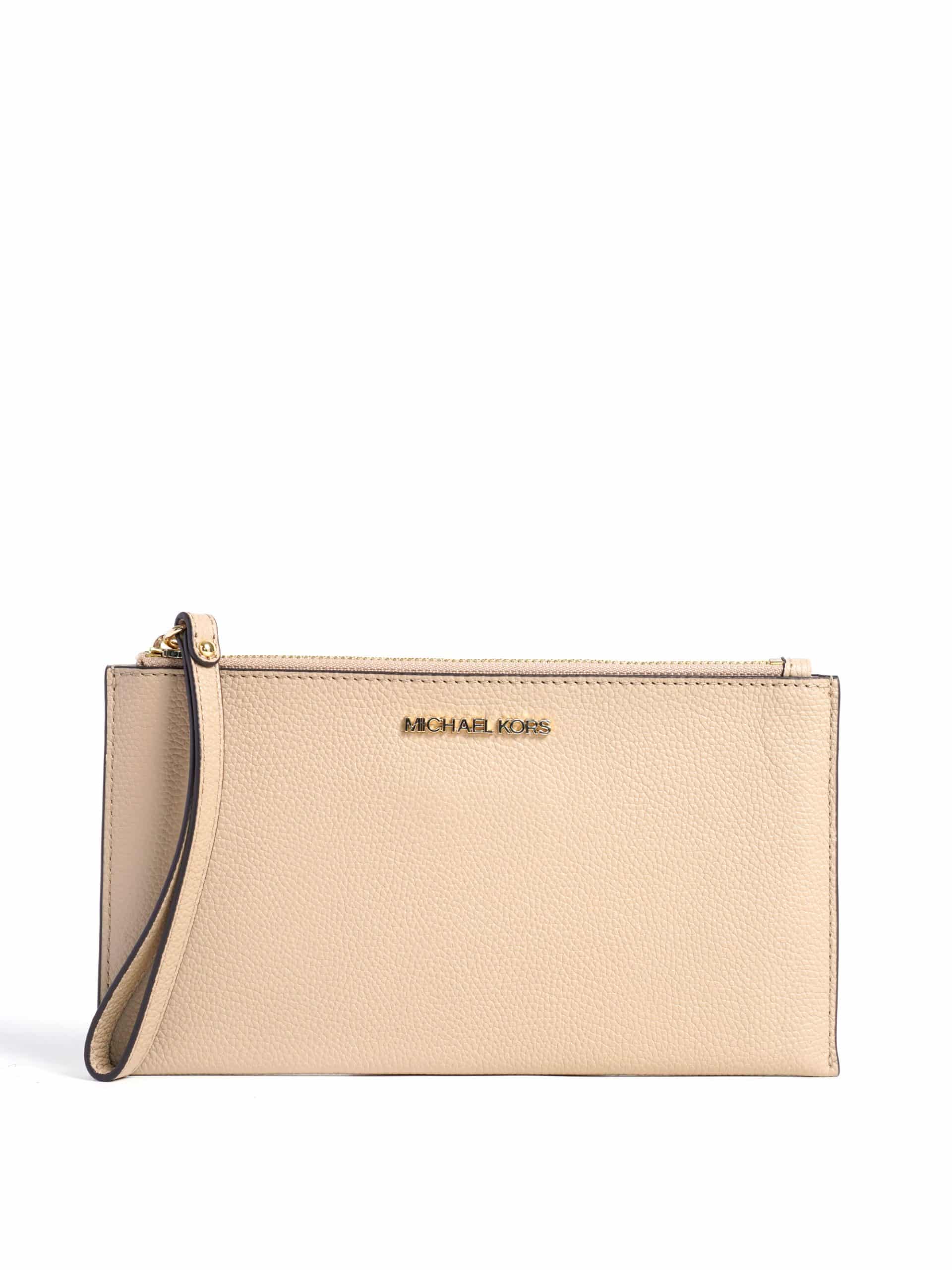 Michael Kors Jet Set Item Large Zip Clutch Wristlet Bisque - Averand