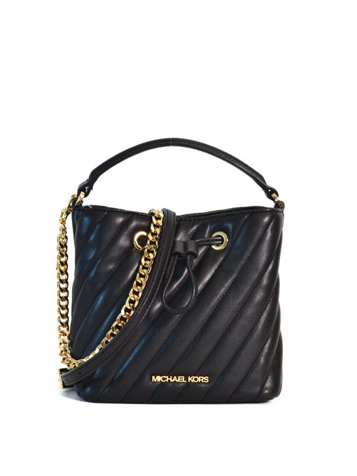 Michael Kors Suri Small Signature Bucket Crossbody Black Gold