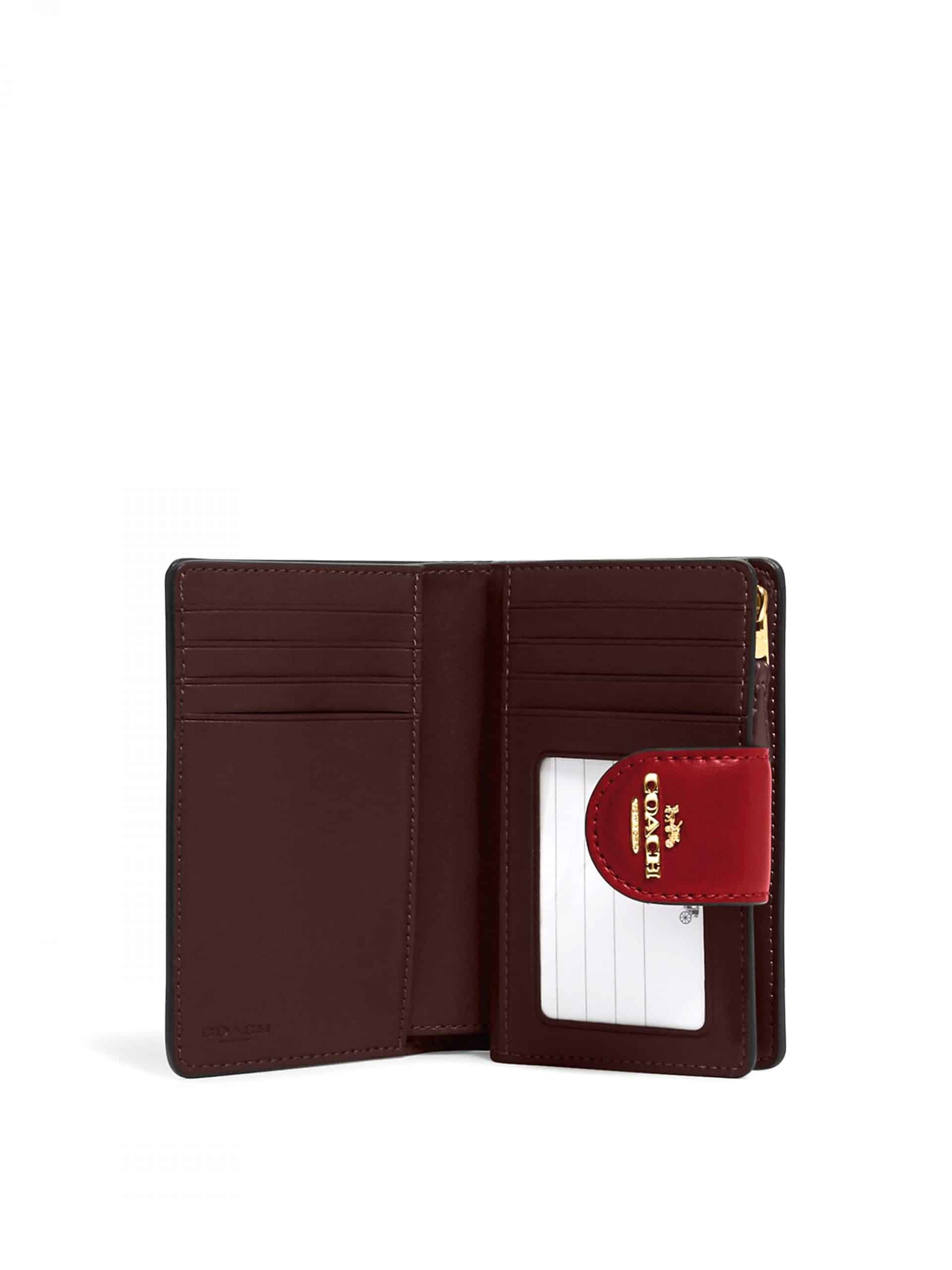 [AS-IS] Coach Medium Corner Zip Wallet C0082 Signature Brown 1941 Red