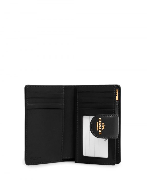 coach medium corner zip wallet black
