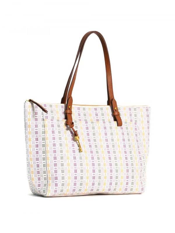 Fossil Rachel Top Zip Tote White Multi Averand