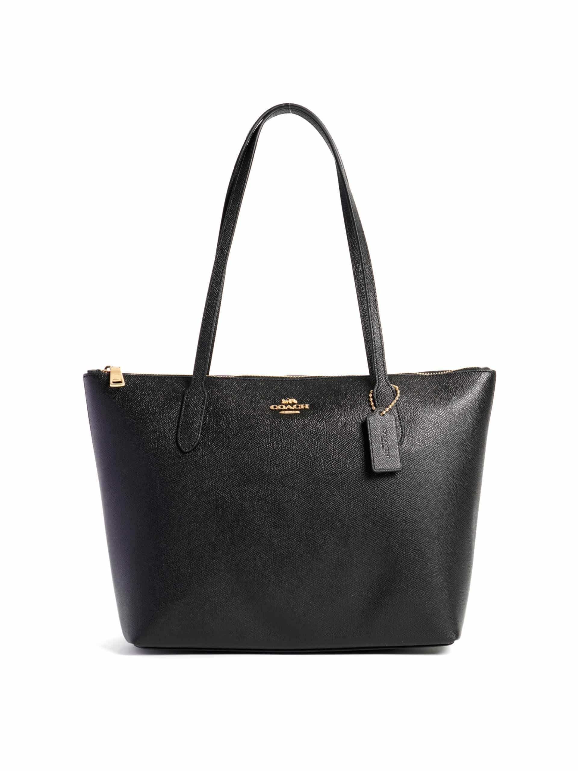 Black zip top clearance tote bag