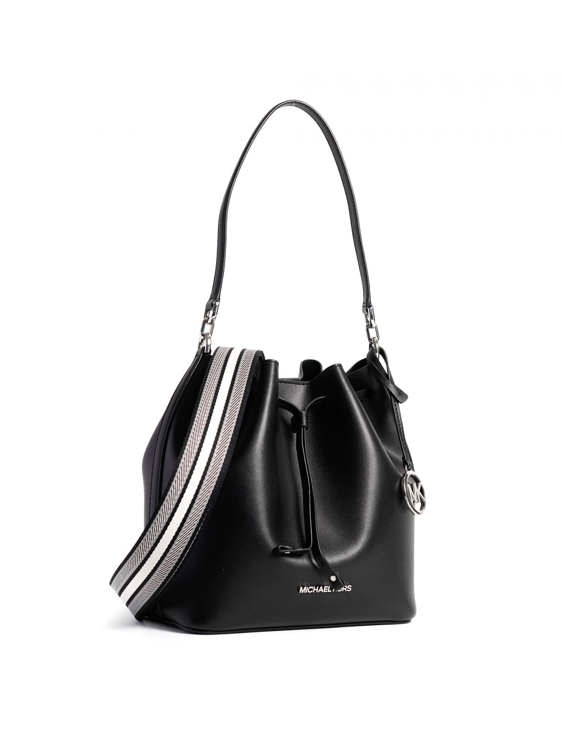 Michael Kors Eden Medium Bucket Bag Shoulder Silver Black Averand