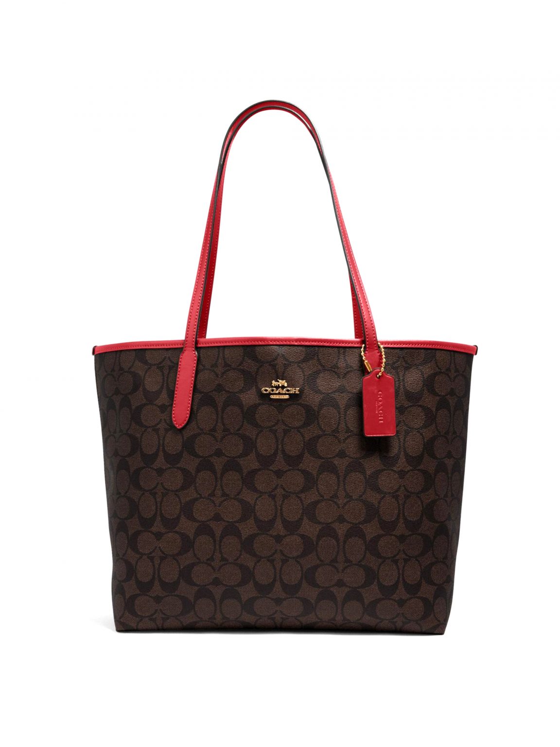 Coach City Tote Signature Brown 1941 Red Averand