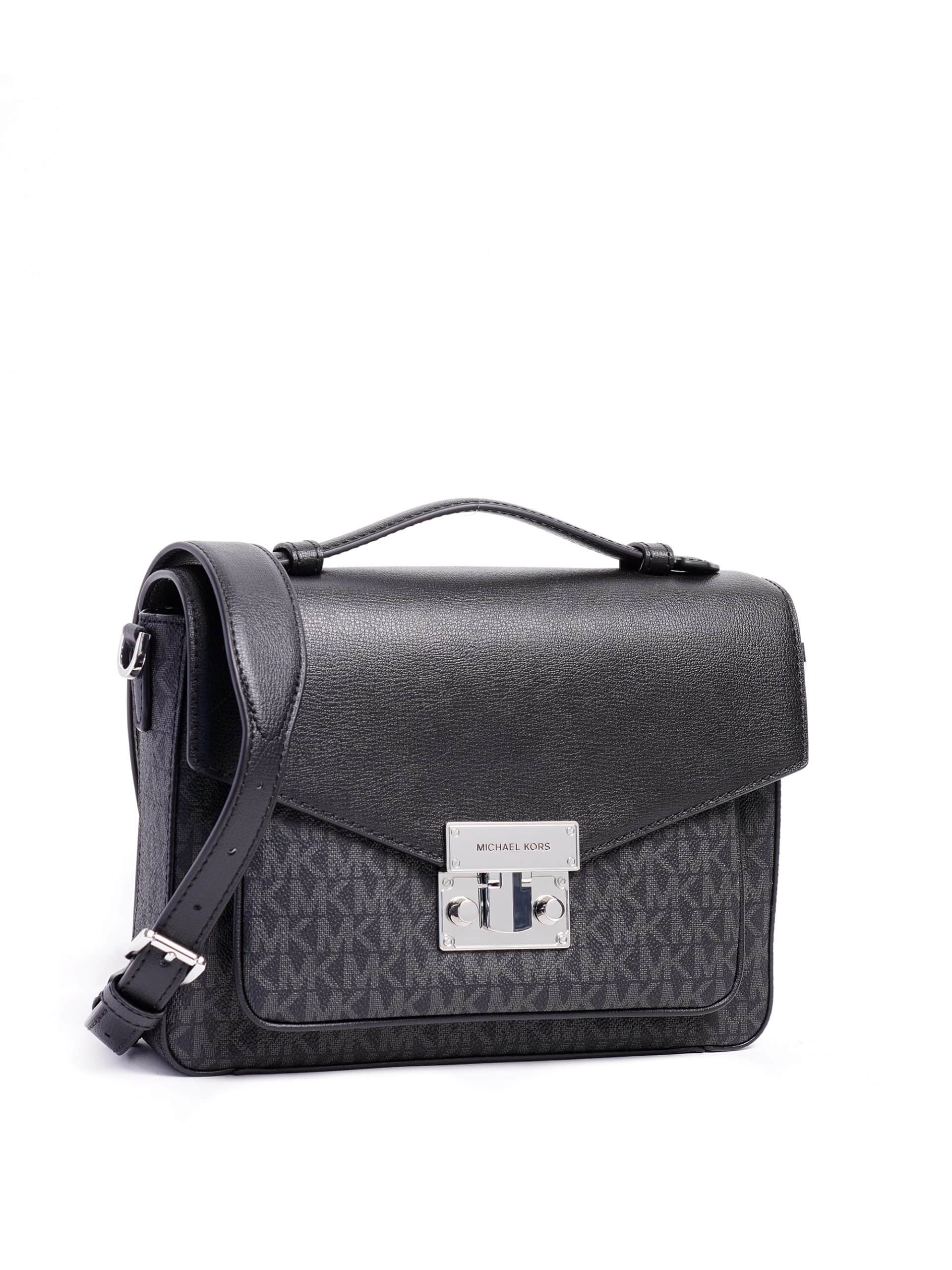 Michael Kors Rose Medium Top Handle Messenger Signature Black Averand