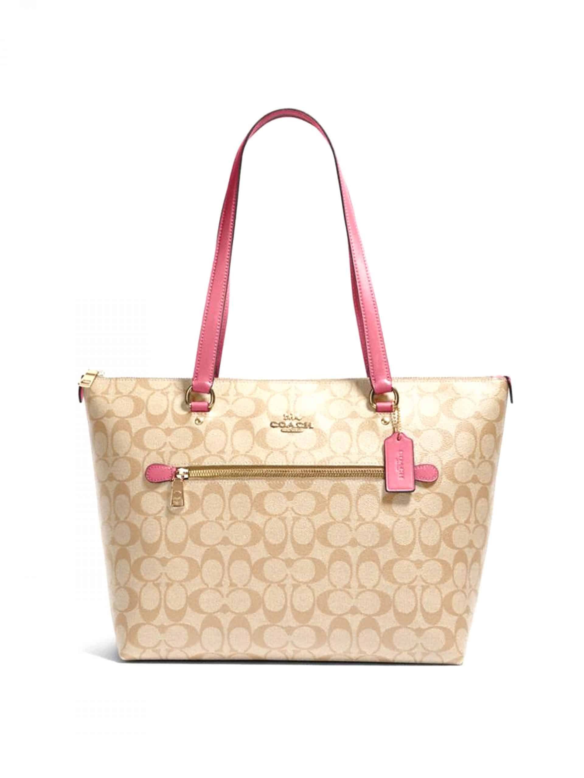 Coach Gallery Tote Signature Khaki Confetti Pink Averand