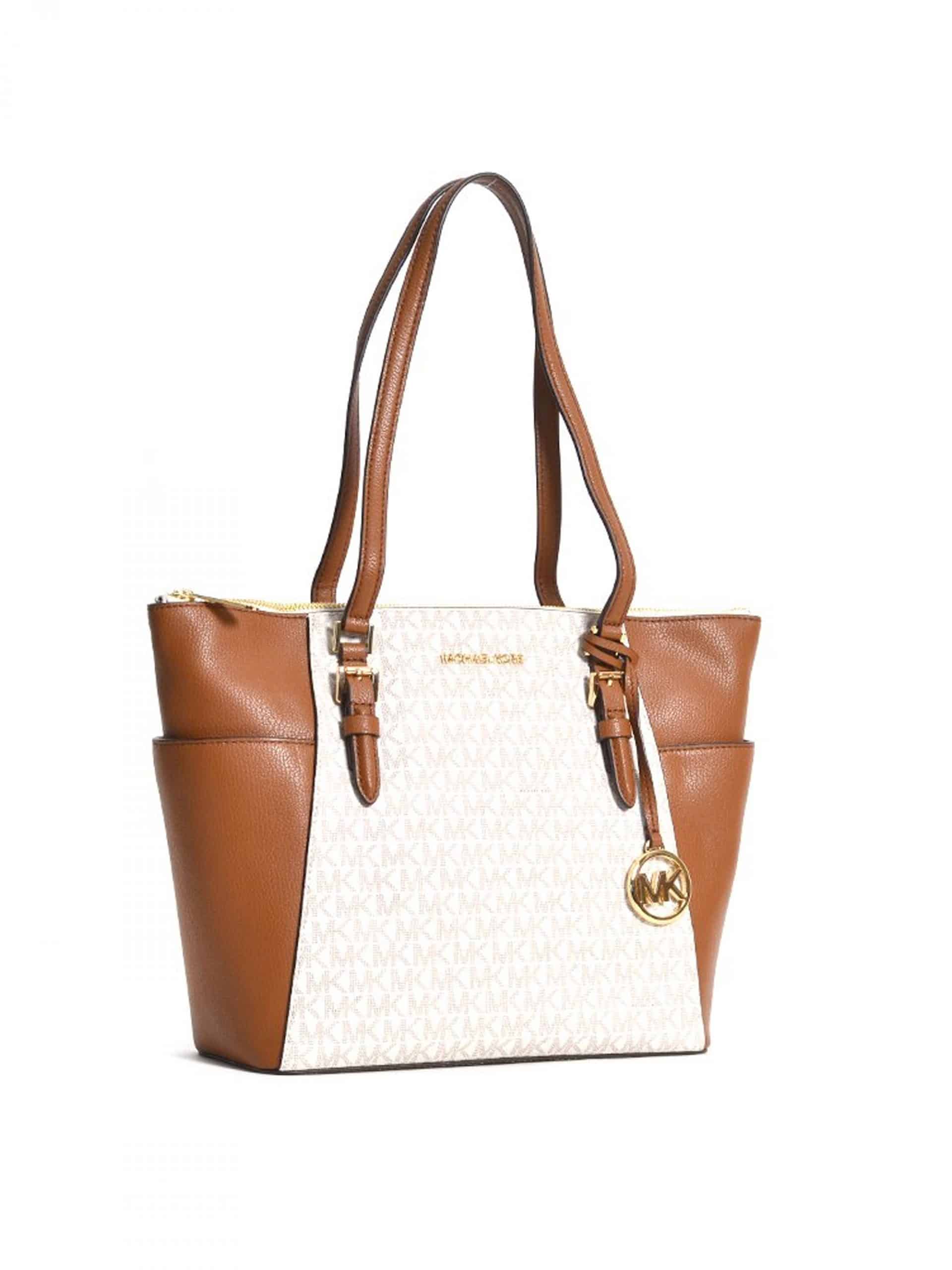 Michael Kors Charlotte Large Top Zip Tote Signature Vanilla - Averand