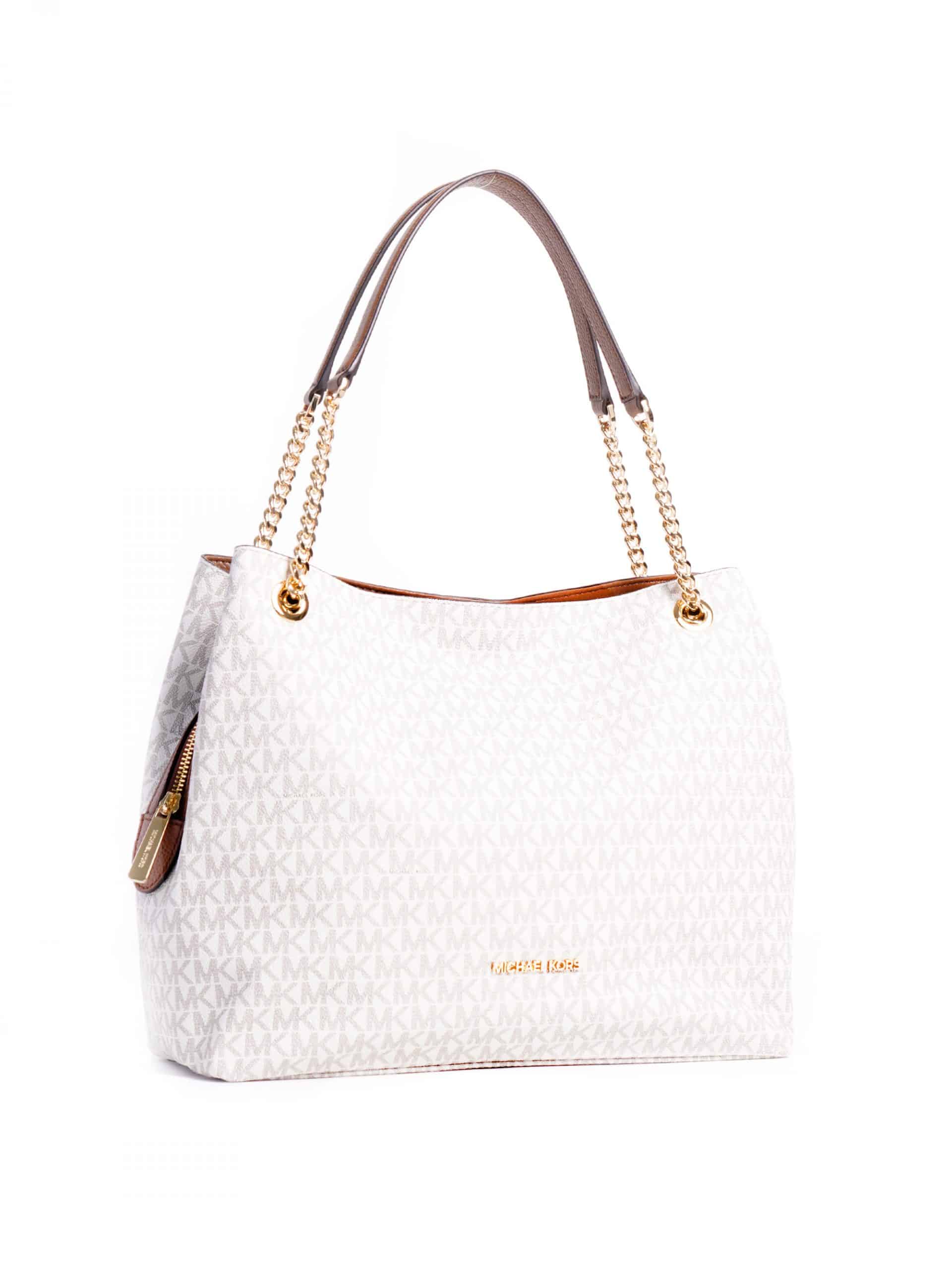 Michael Kors Jet Set Item Large Chain Shoulder Tote Signature Vanilla Averand