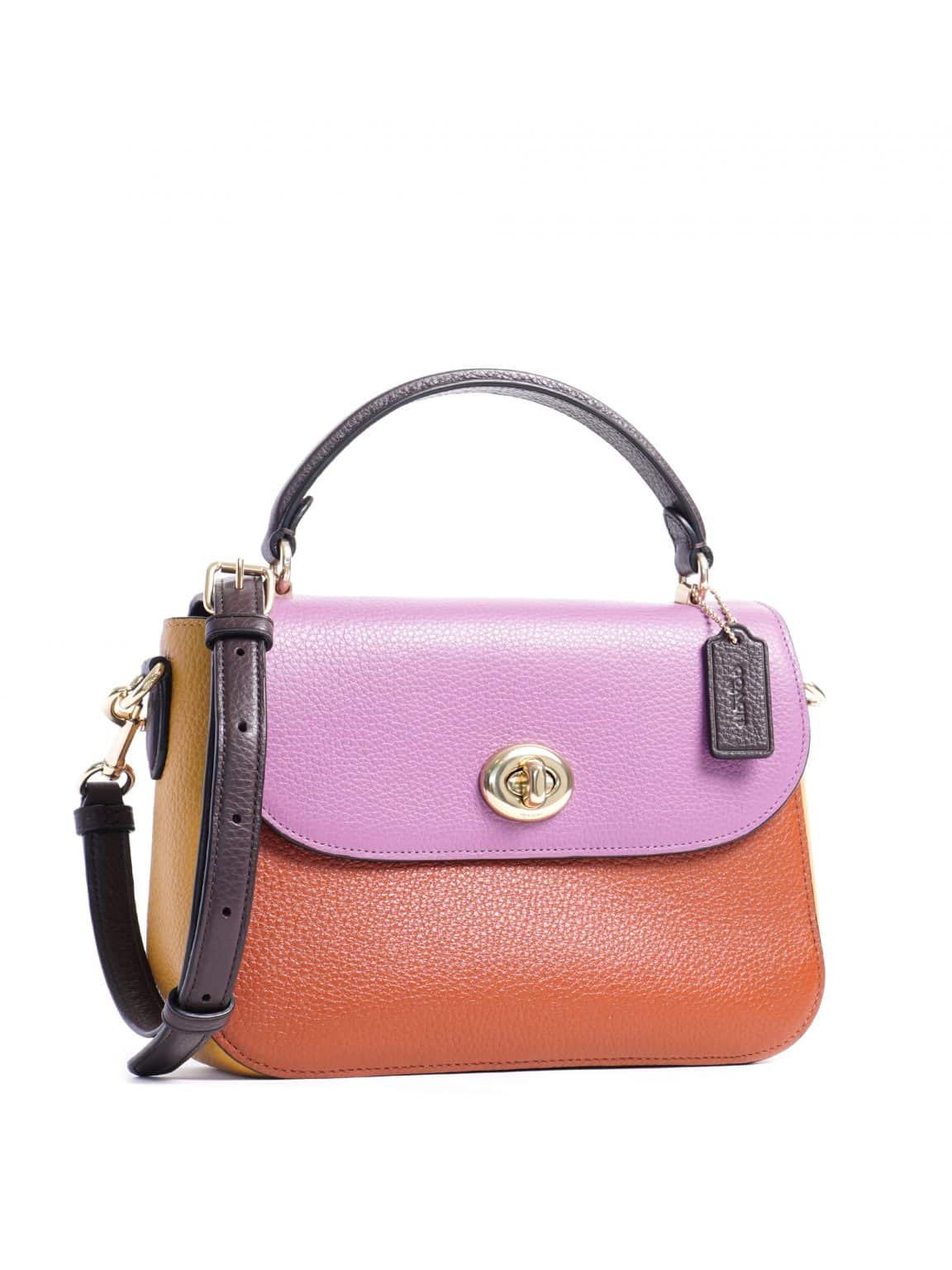 Coach Marlie Top Handle Satchel Colorblock Terracotta Yellow Multi