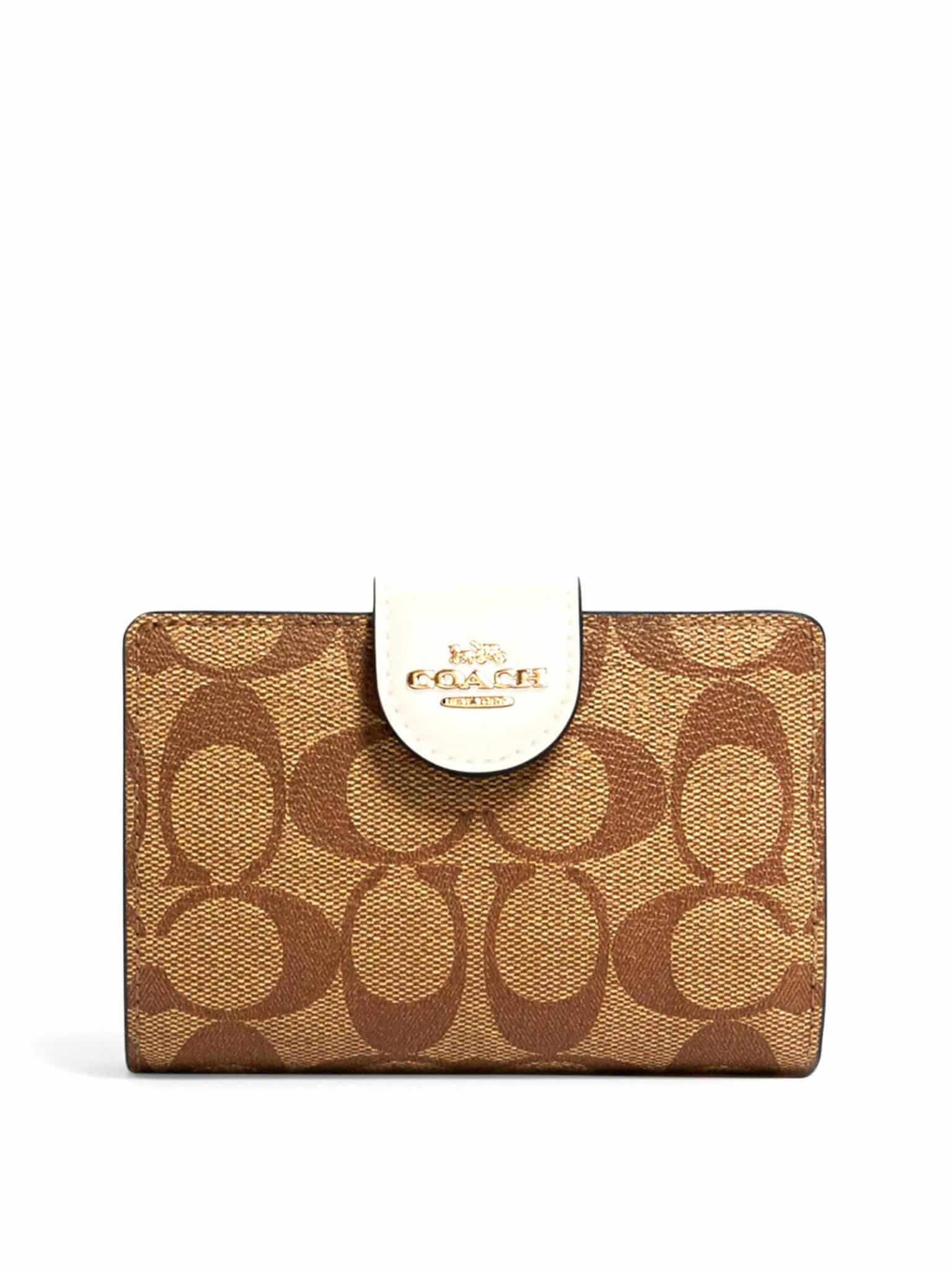 Coach Medium Corner Zip Wallet C0082 Signature Khaki Chalk Averand
