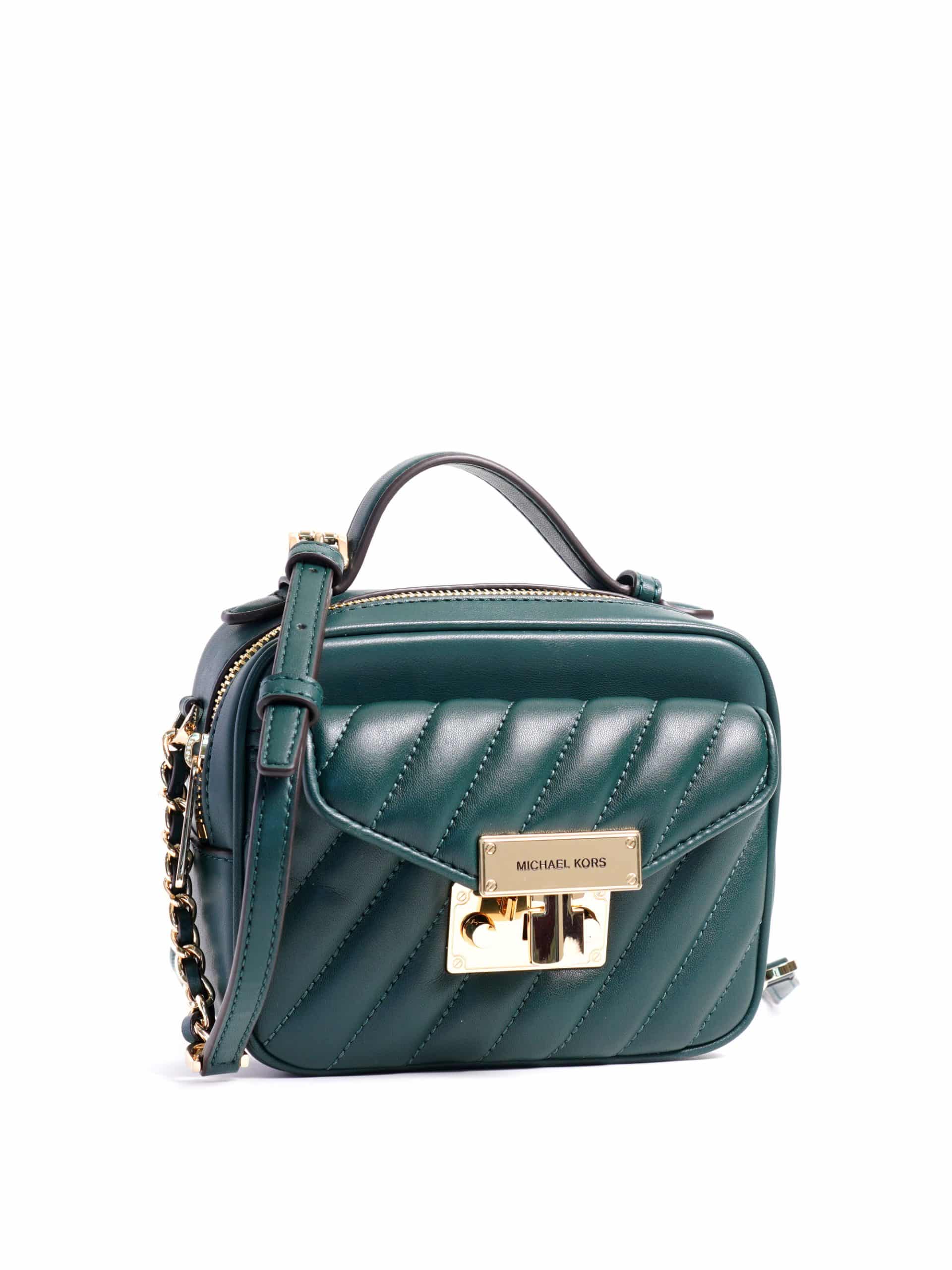 Michael Kors Rose Small Top Handle Crossbody Quilted Racing Green Averand