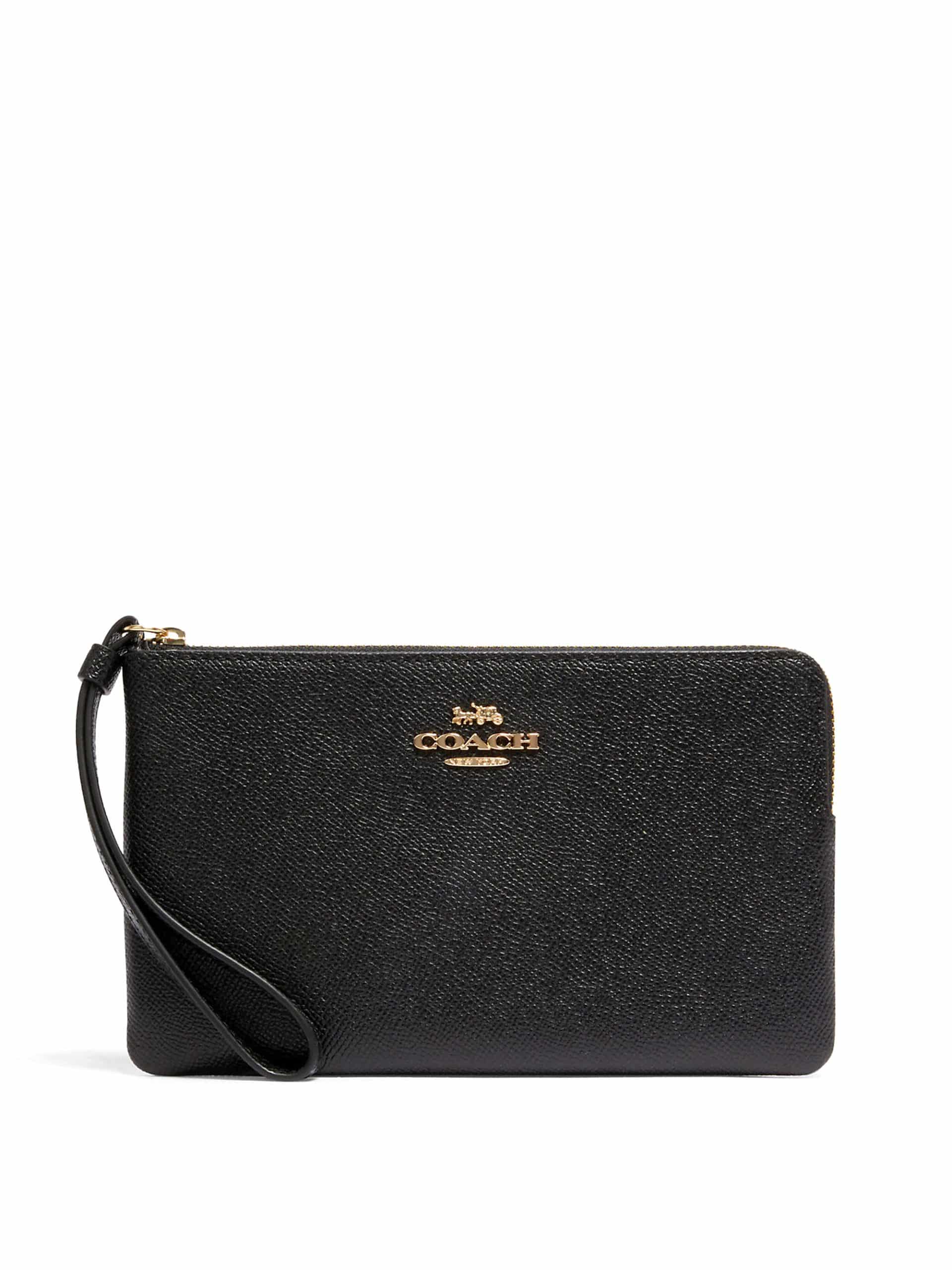 Coach Large Corner Zip Wristlet Black - Averand