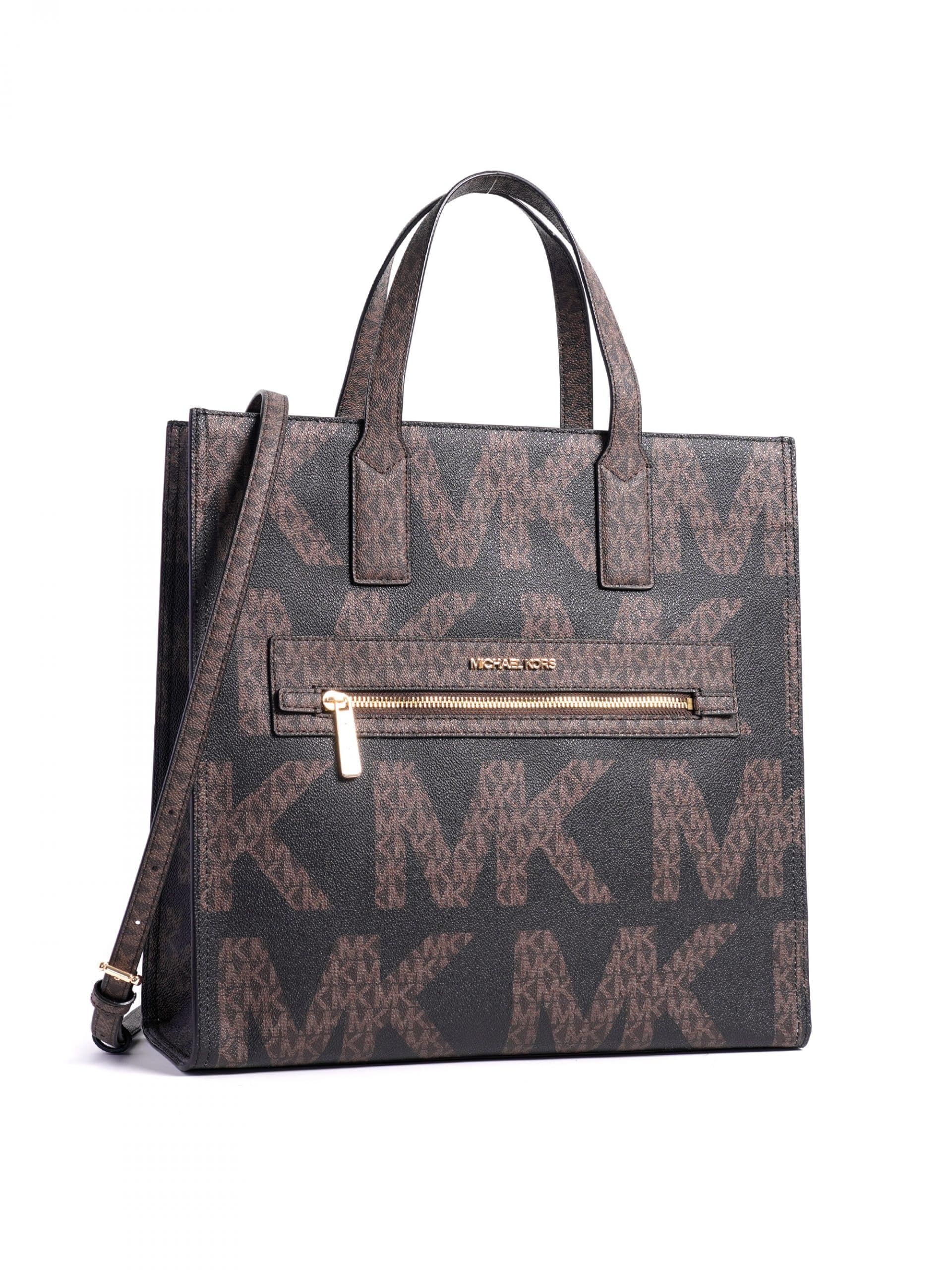 Michael Kors Kenly Large Tote Graphic Logo Signature Bag Multi Black MK