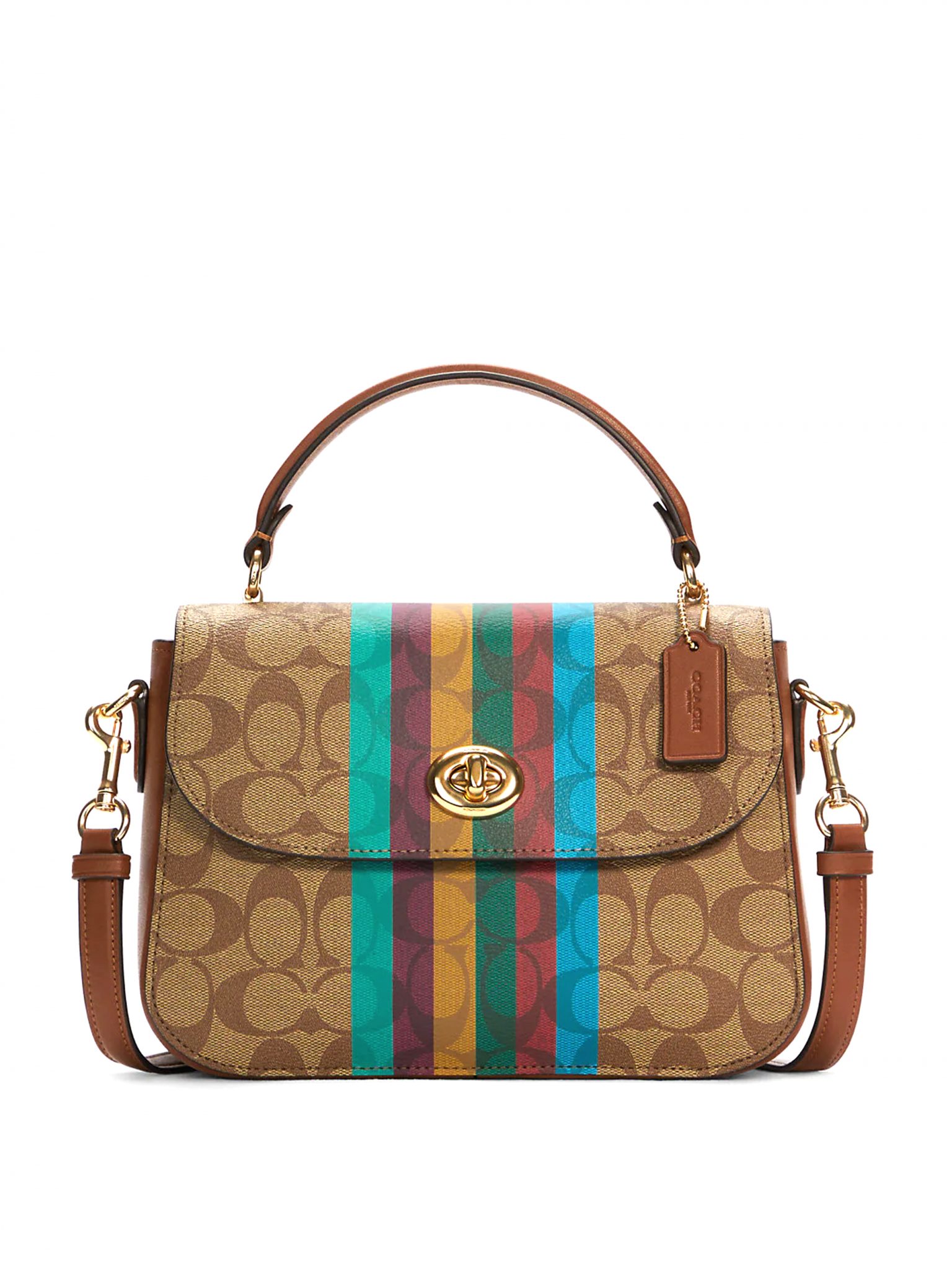 Coach Marlie Top Handle Satchel Stripe Signature Khaki Multi Averand