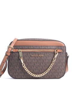 Michael Kors Jet Set Large East West Mulberry Leather Zip Chain Crossbody Bag