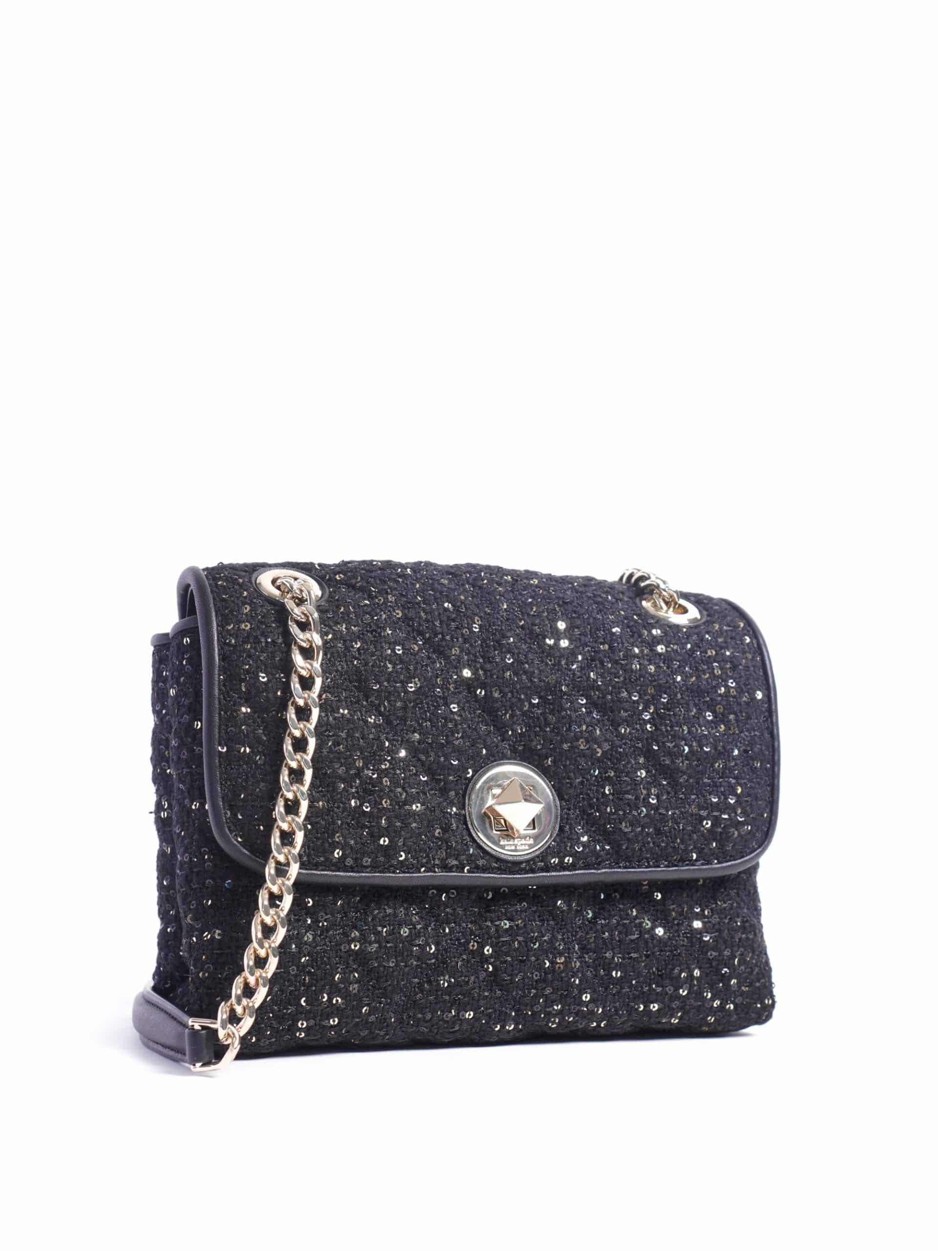 Kate Spade Natalia Small Flap Crossbody Glitter Black Multi Averand