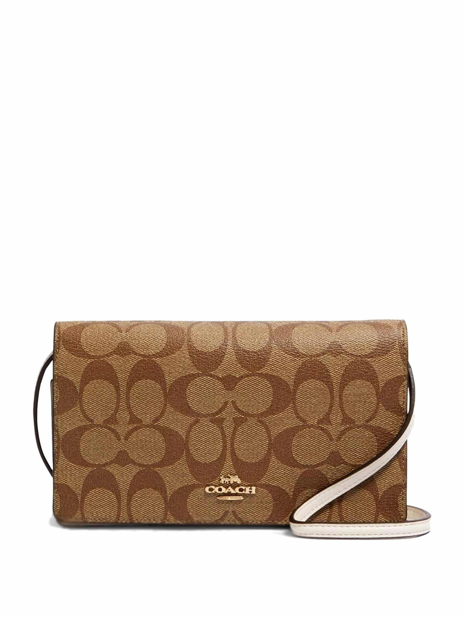 Coach Anna Foldover Crossbody Clutch Signature Khaki Chalk Averand