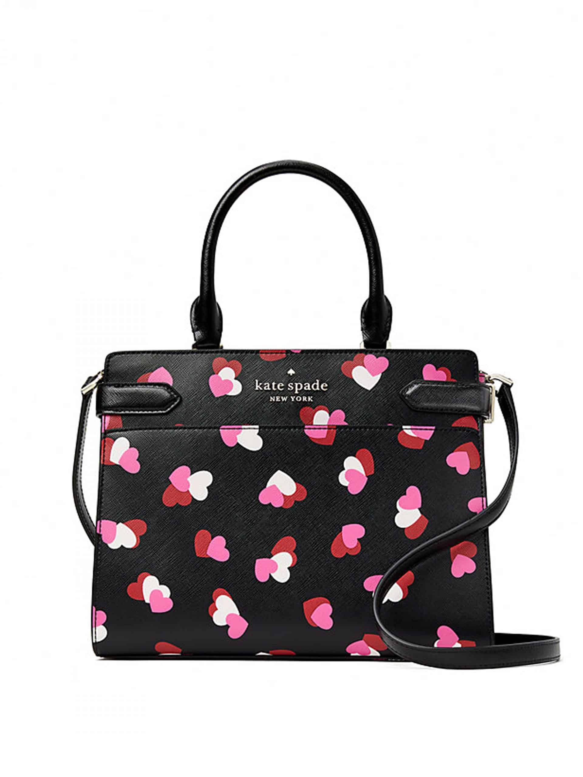 Kate Spade Staci Flutter Hearts Medium Satchel Black Multi Averand