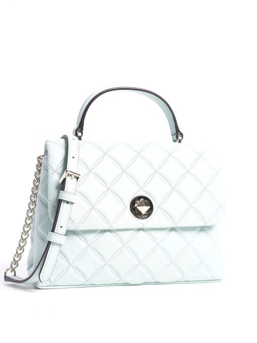 Kate Spade Natalia Top Handle Satchel Quilted Crystal Blue Averand