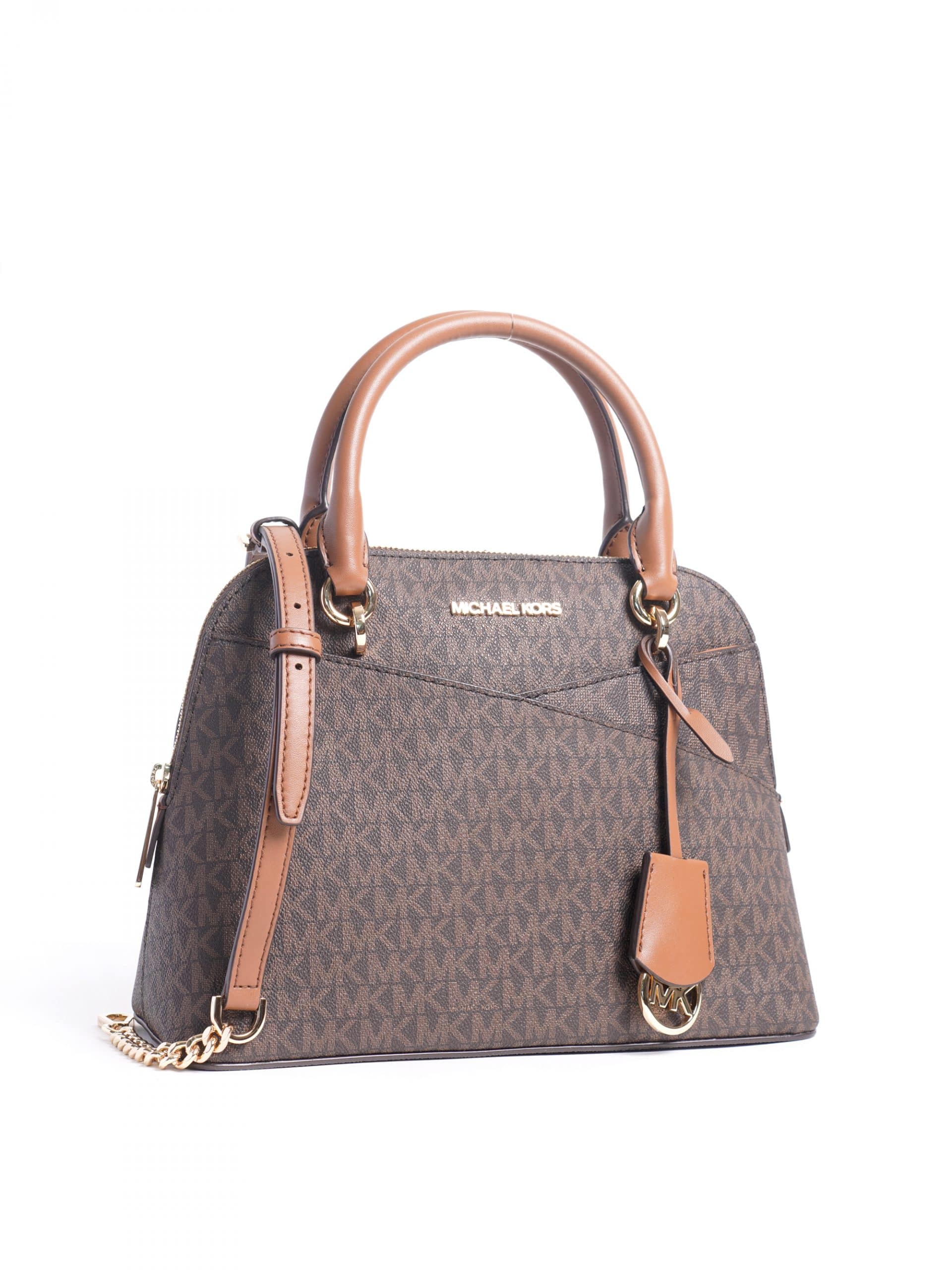 Michael Kors Jet Set Travel Medium Dome Satchel Signature Brown Averand