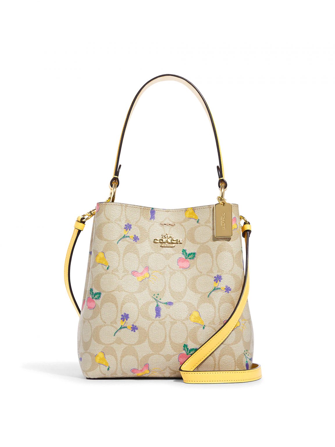Coach Small Town Bucket Bag Dreamy Veggie Print Signature Light Khaki