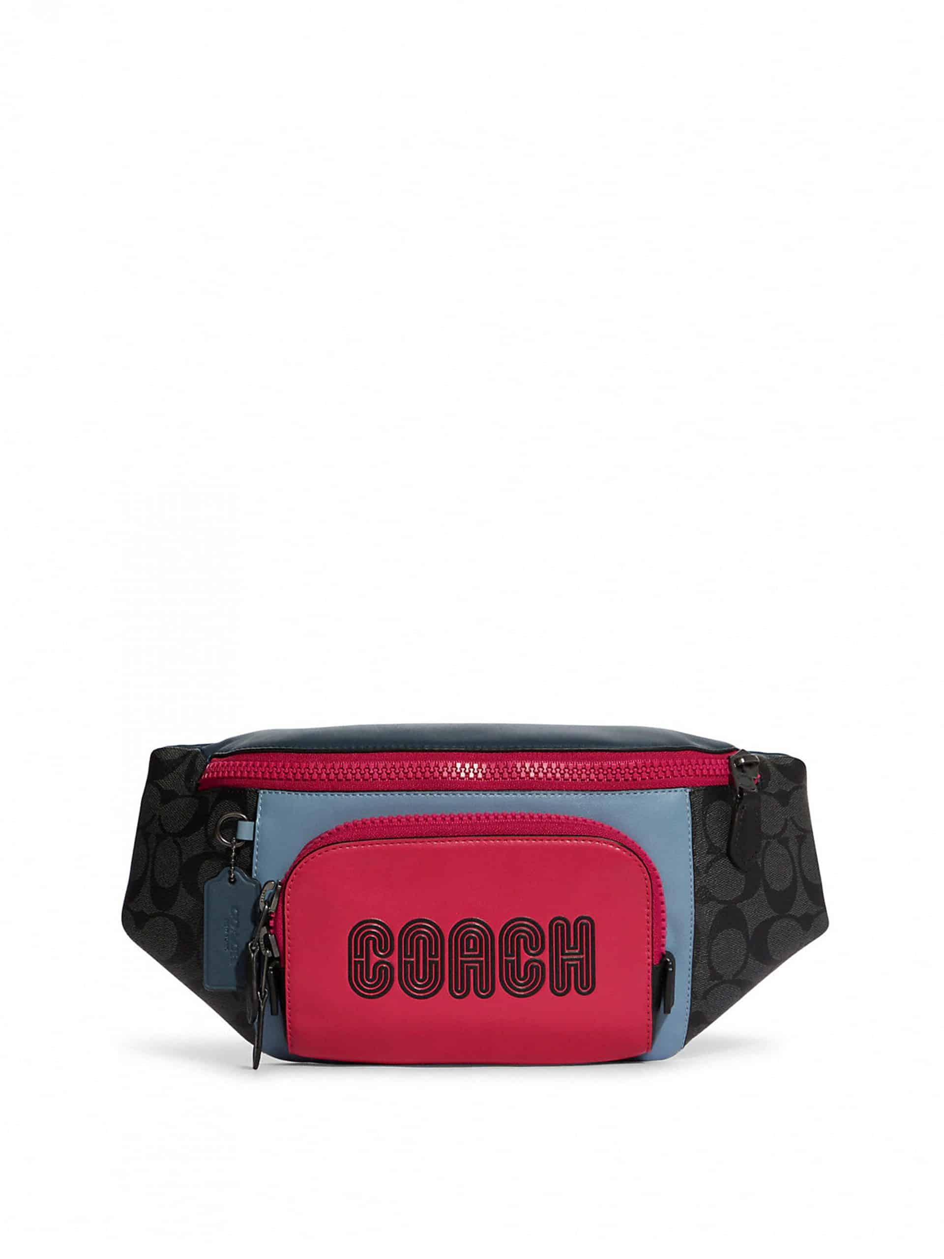 Coach Track Belt Bag Colorblock Coach Signature Charcoal Denim Multi