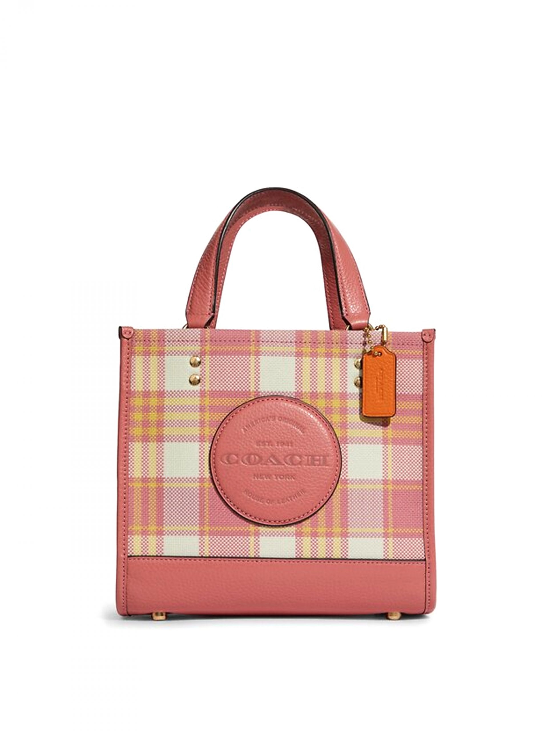 Coach Dempsey Tote 22 Garden Plaid Print Patch Taffy Multi Averand