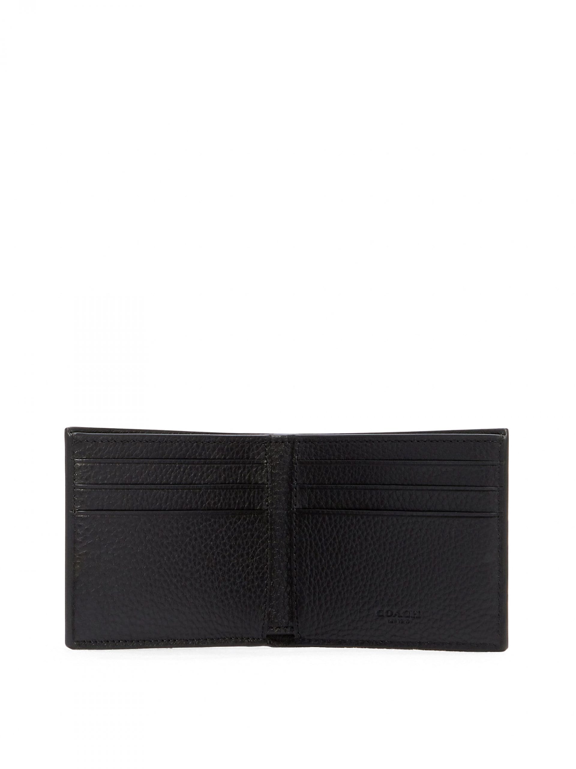 Coach Slim Billfold Wallet Varsity Stripe Black Saddle Midnight - Averand