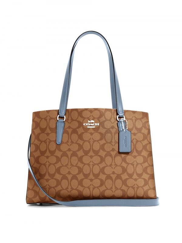 Coach Tatum Carryall Signature Khaki Marble Blue Averand